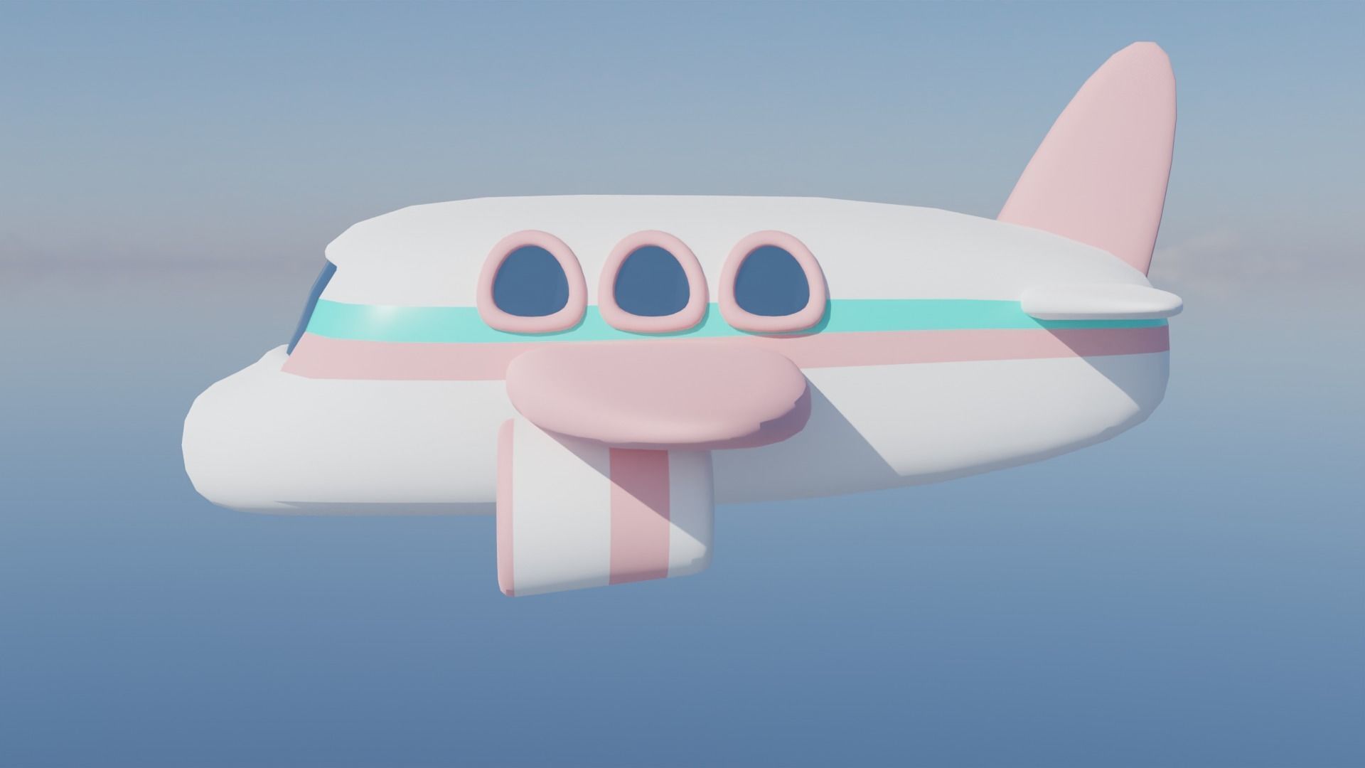 Cute lowpoly pink Airplane Low-poly 3D model_3