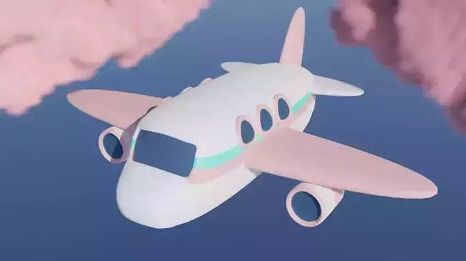 Cute lowpoly pink Airplane