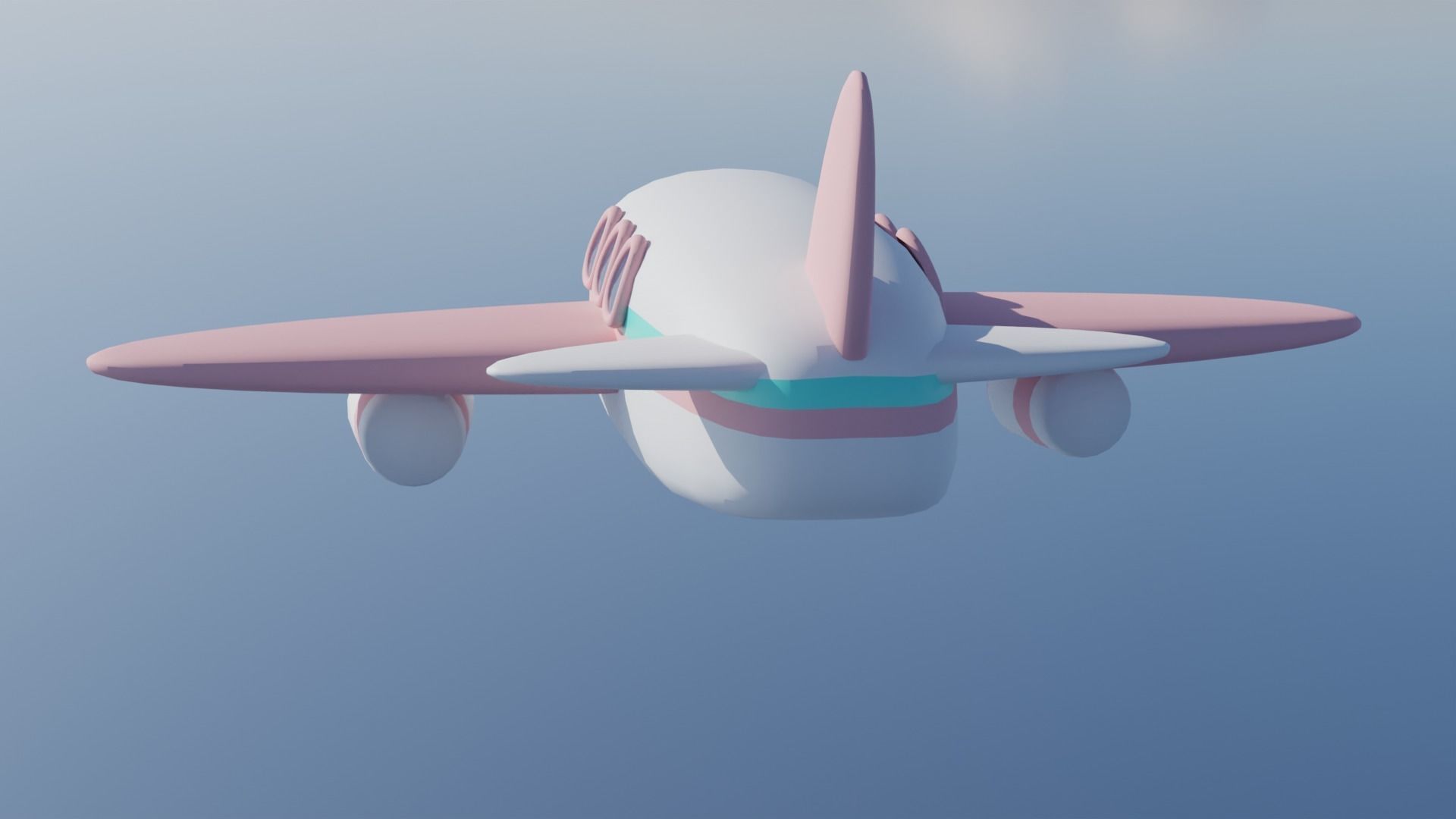 Cute lowpoly pink Airplane Low-poly 3D model_5