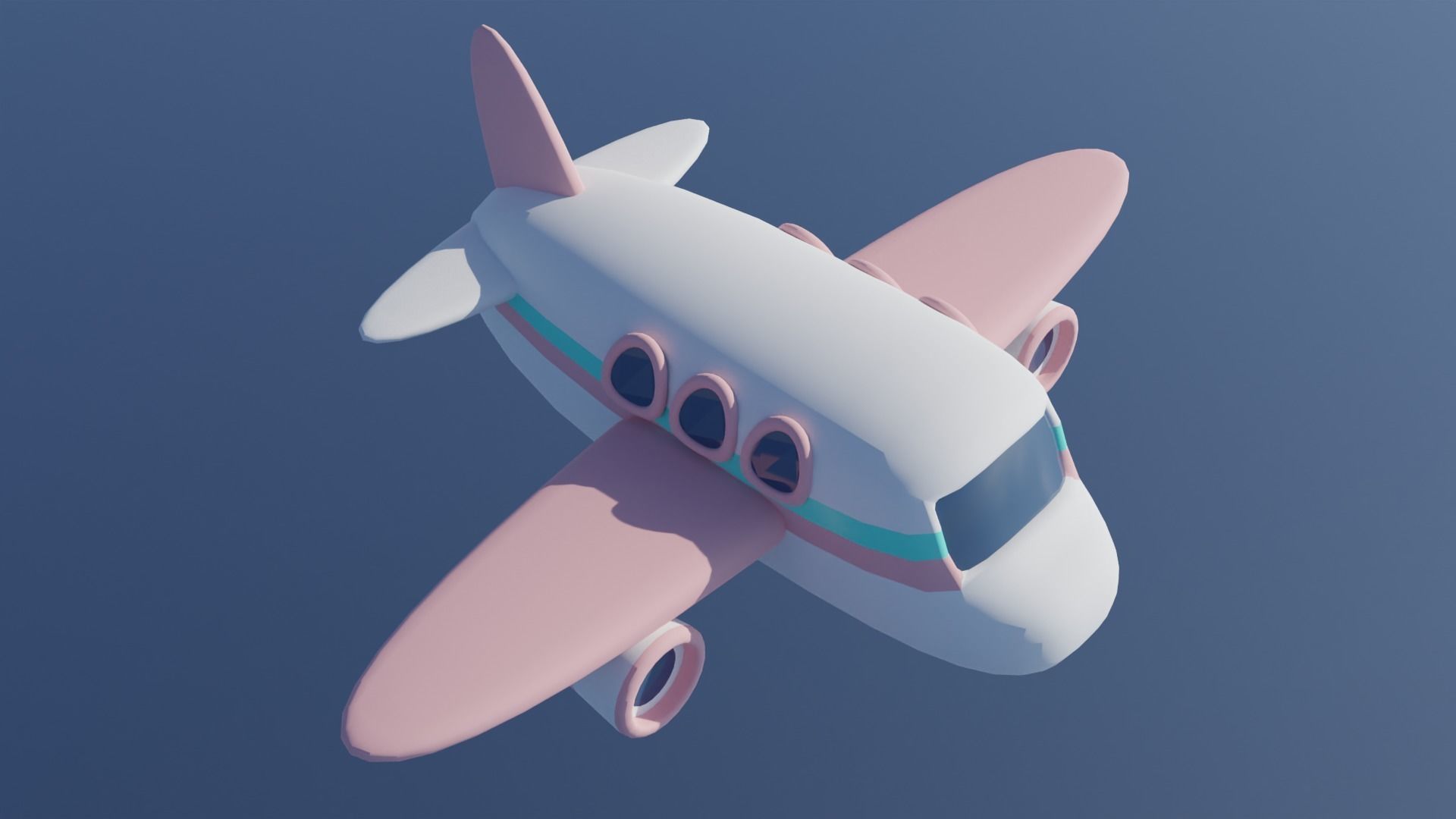 Cute lowpoly pink Airplane Low-poly 3D model_2