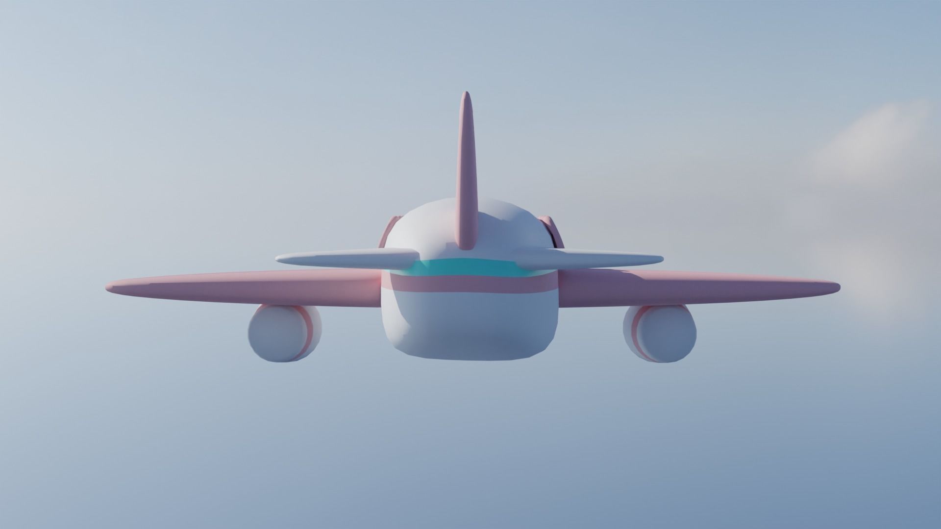 Cute lowpoly pink Airplane Low-poly 3D model_6