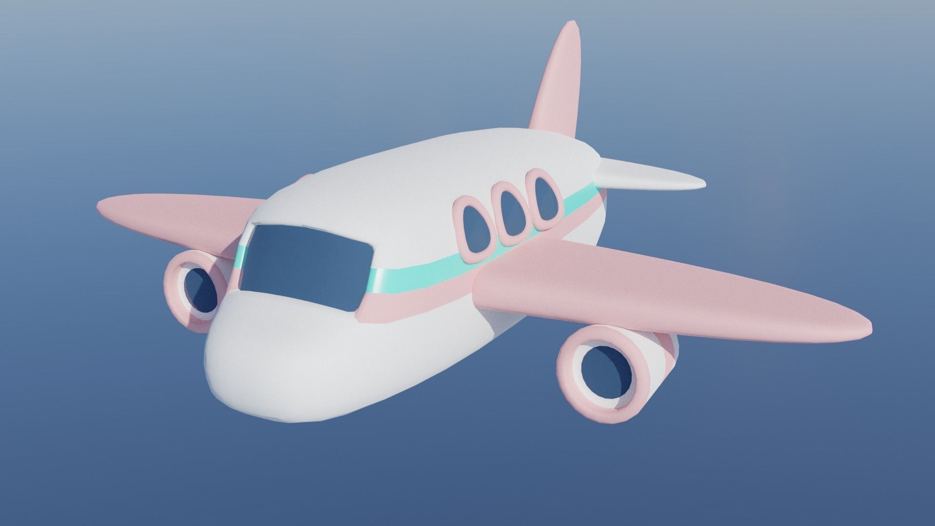 Cute lowpoly pink Airplane Low-poly 3D model_7