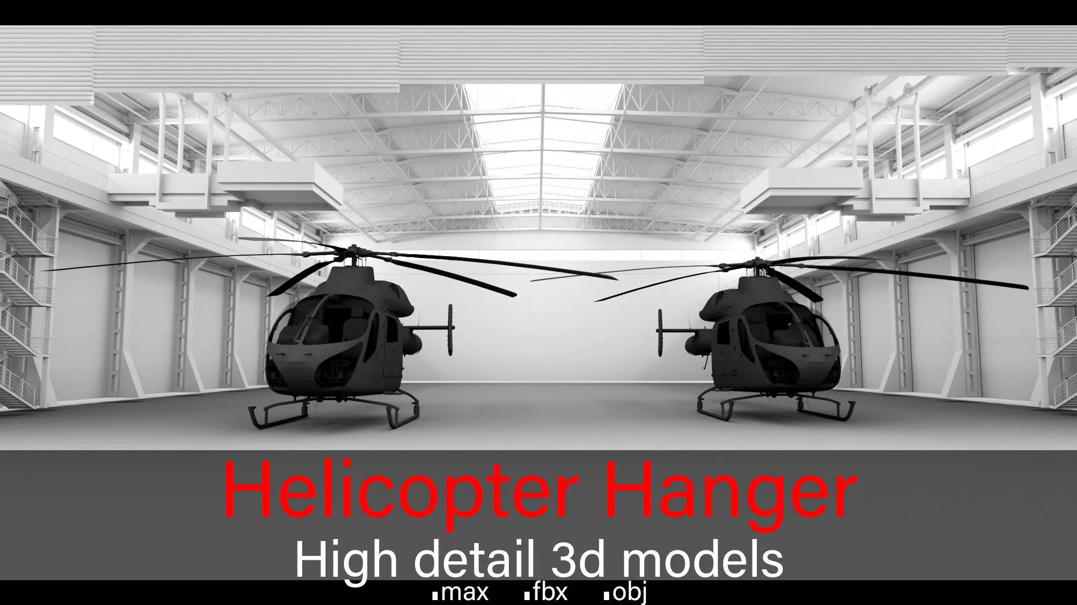 Helicopter Hanger- Helicopters- High detail 3d models 3D model_0