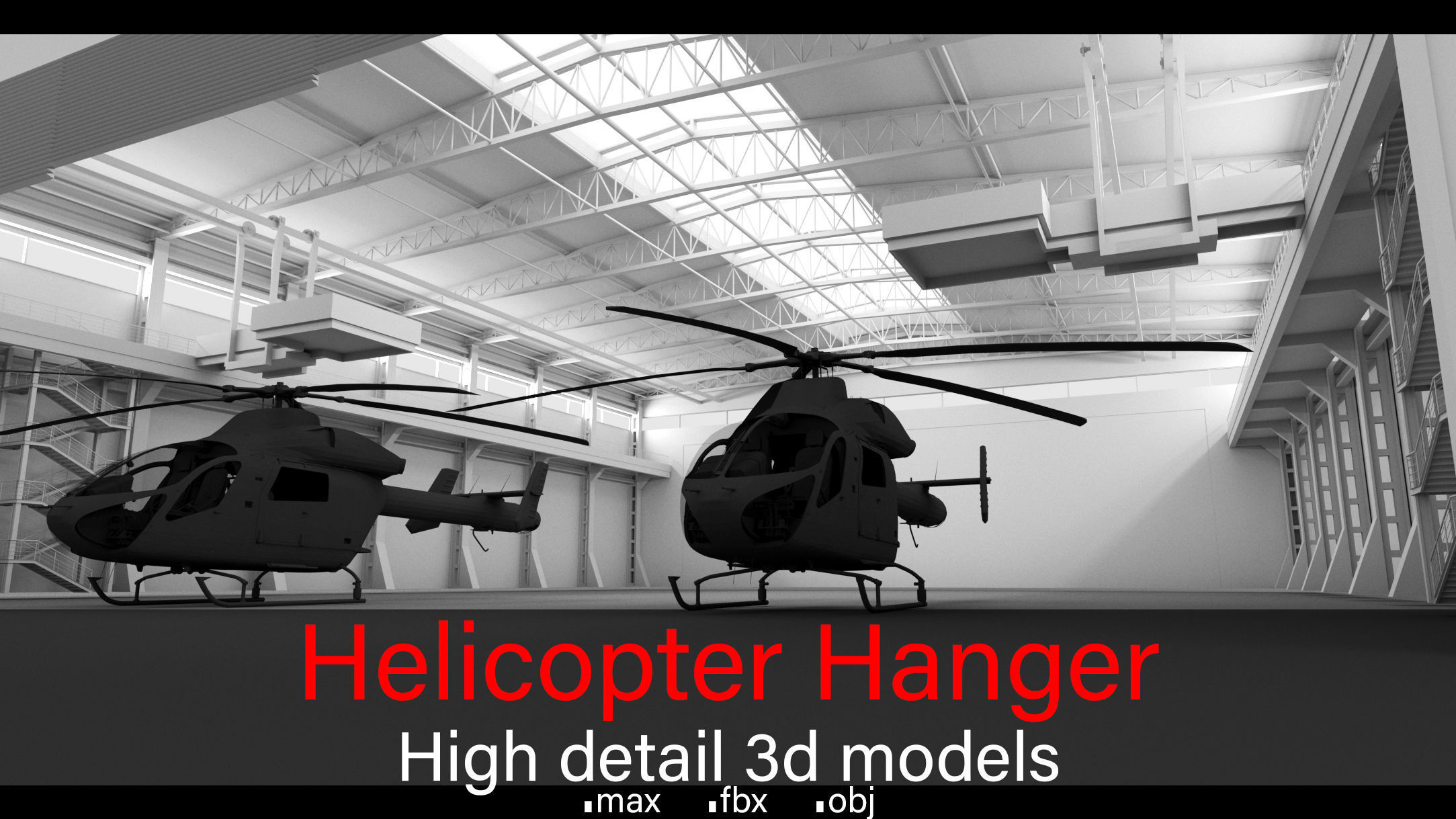 Helicopter Hanger- Helicopters- High detail 3d models 3D model_3