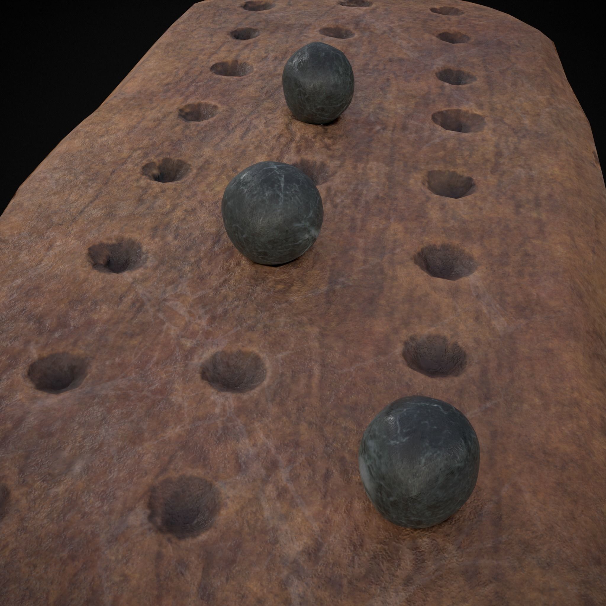 Ancient Stone Game Low-poly 3D model_13