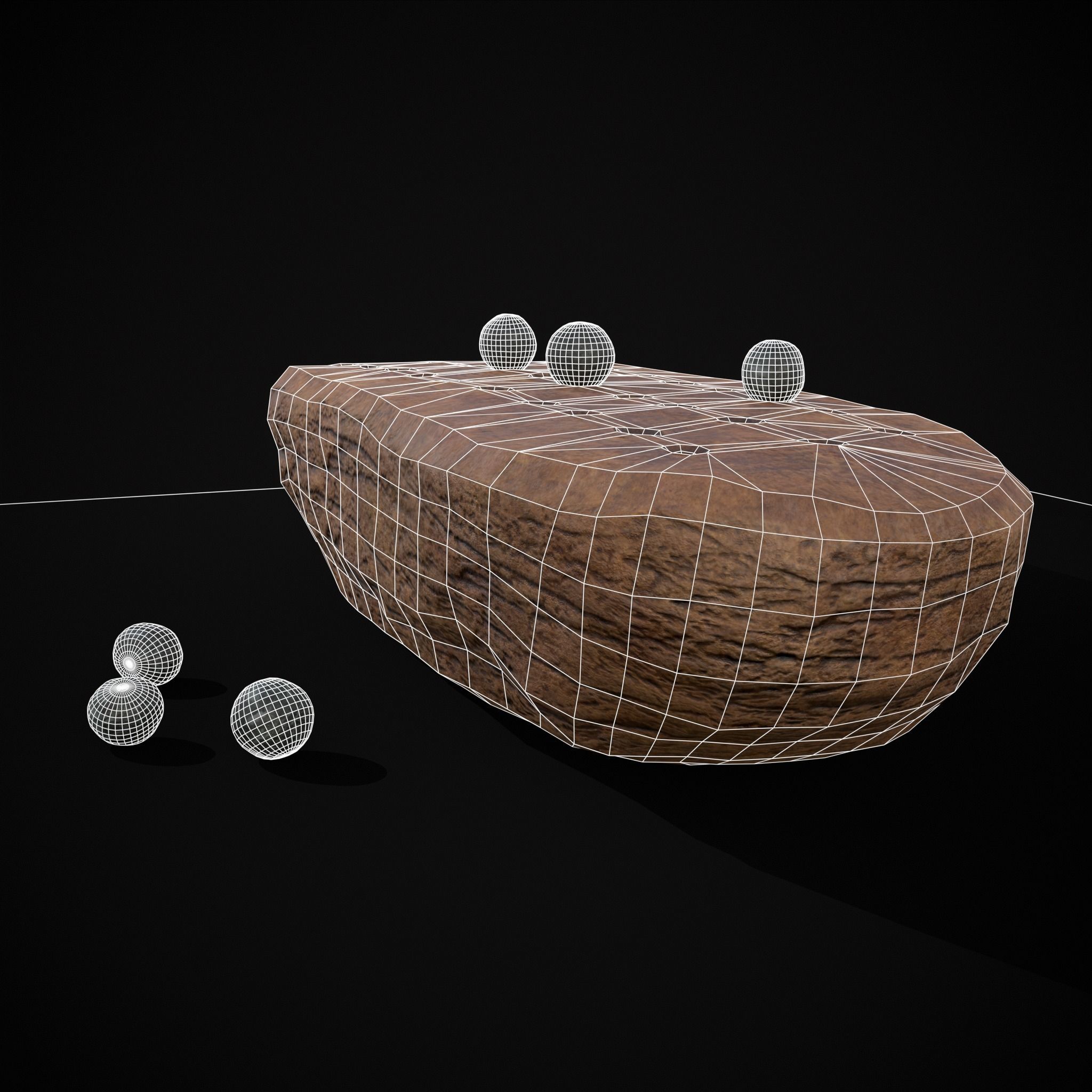 Ancient Stone Game Low-poly 3D model_10