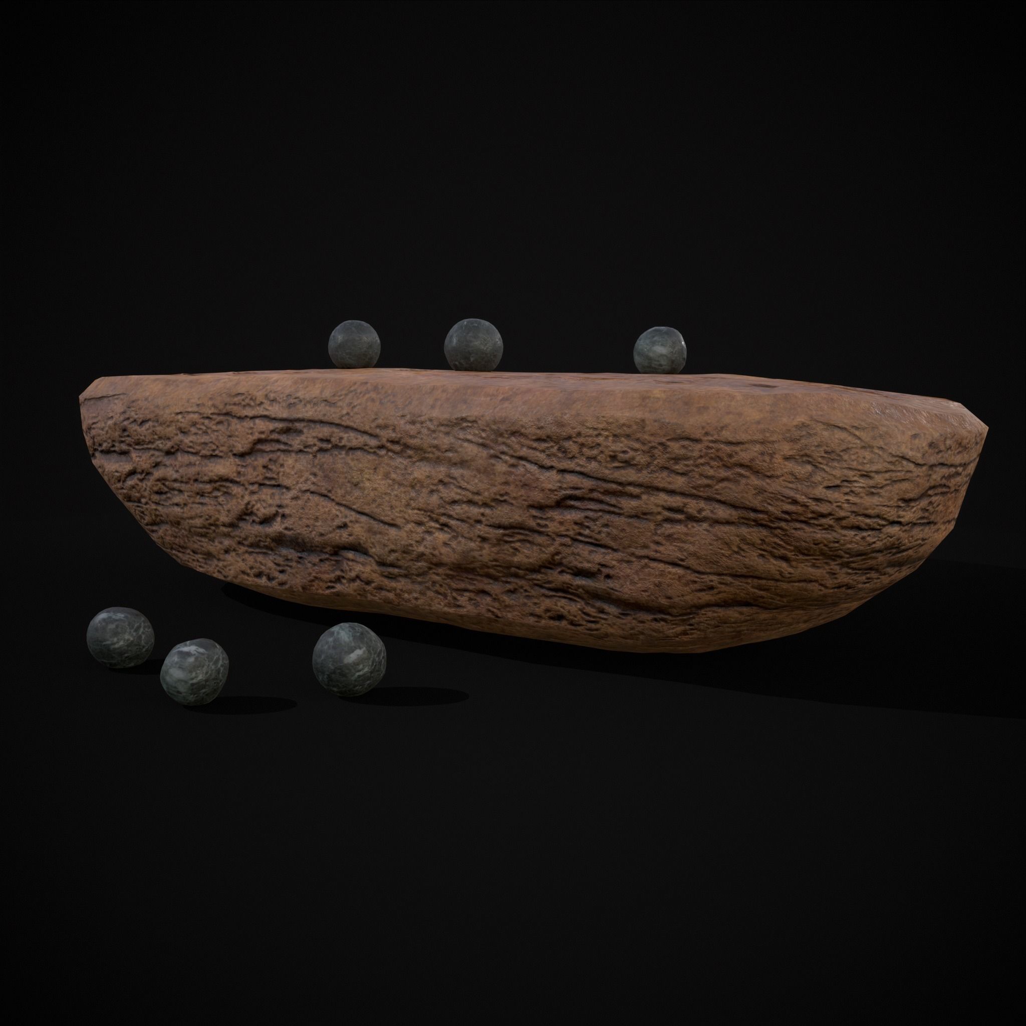 Ancient Stone Game Low-poly 3D model_17
