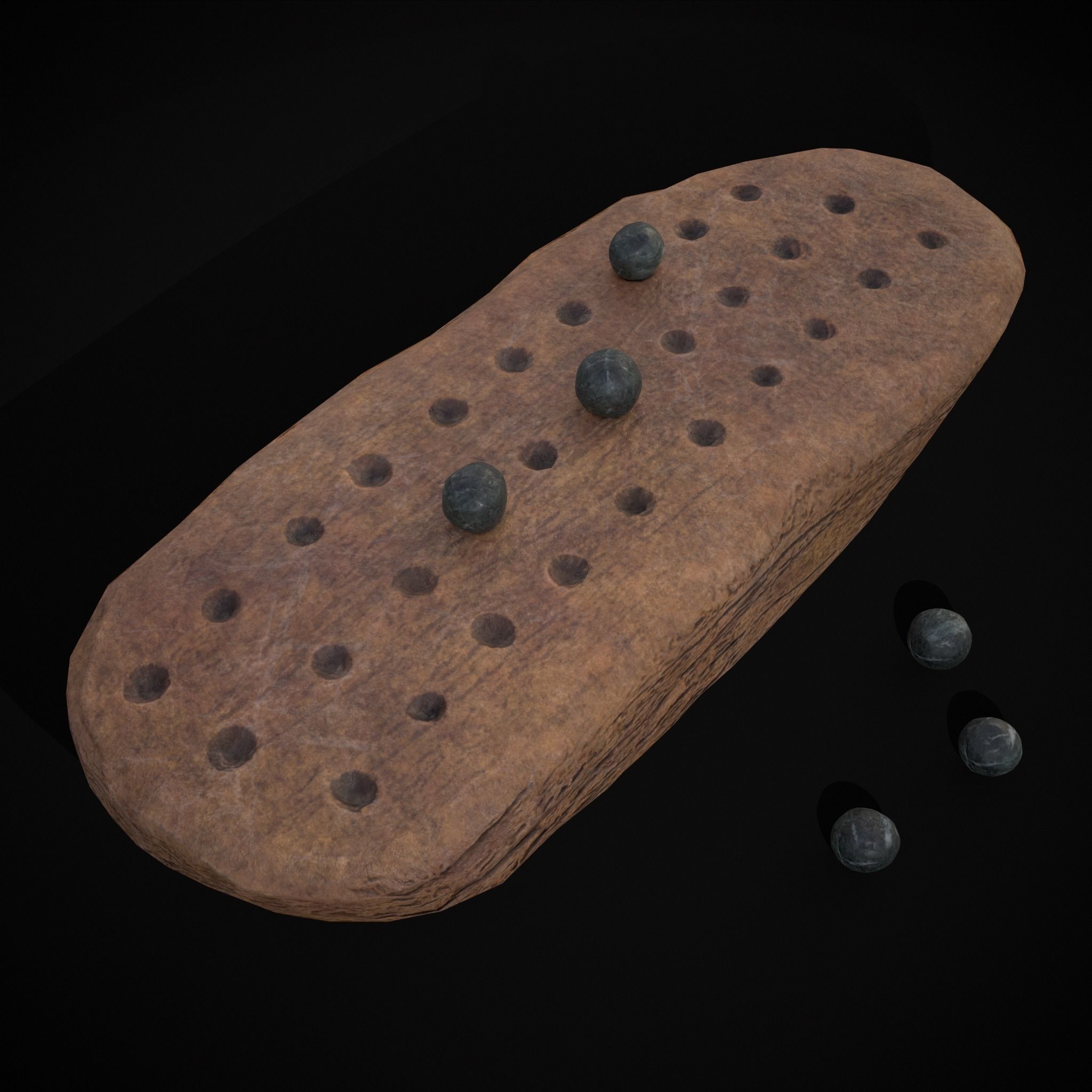 Ancient Stone Game Low-poly 3D model_21
