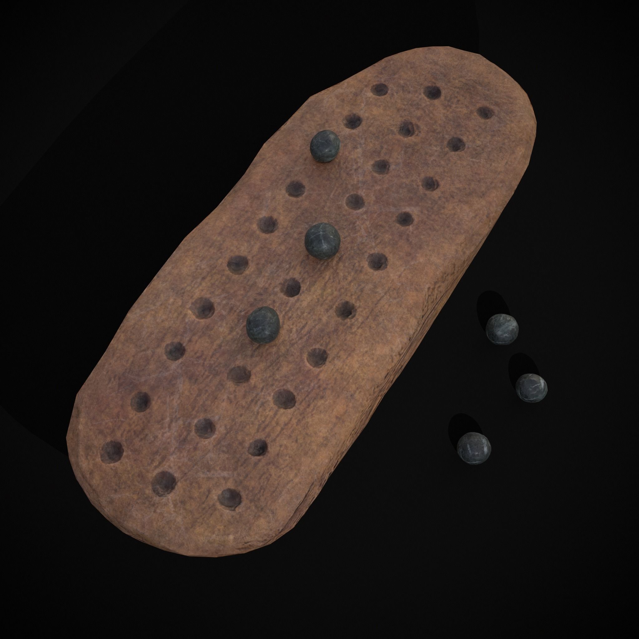 Ancient Stone Game Low-poly 3D model_3