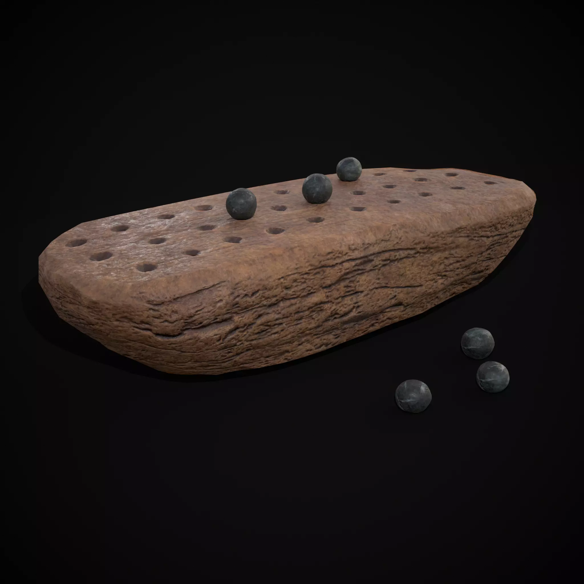 Ancient Stone Game Low-poly 3D model_0