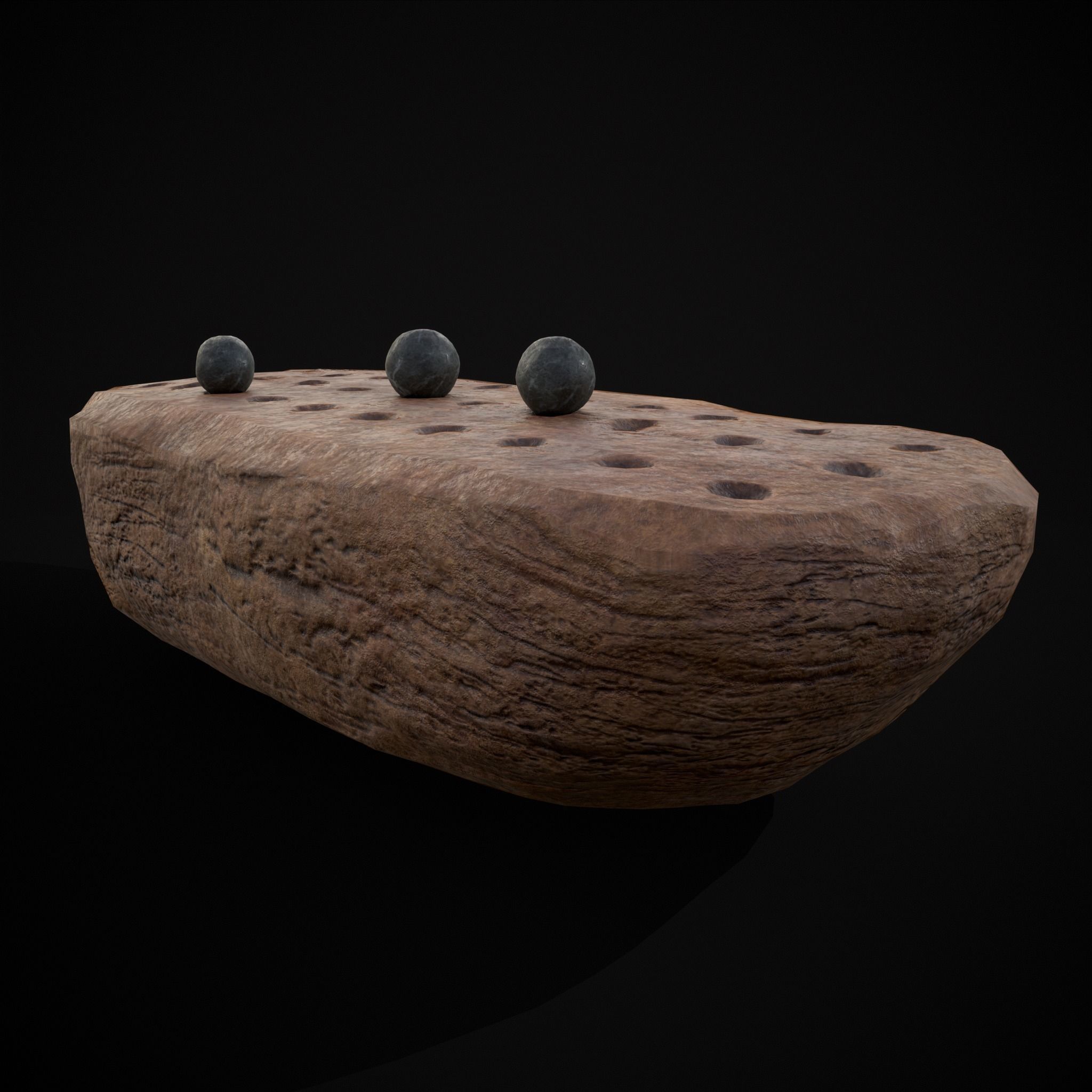 Ancient Stone Game Low-poly 3D model_5
