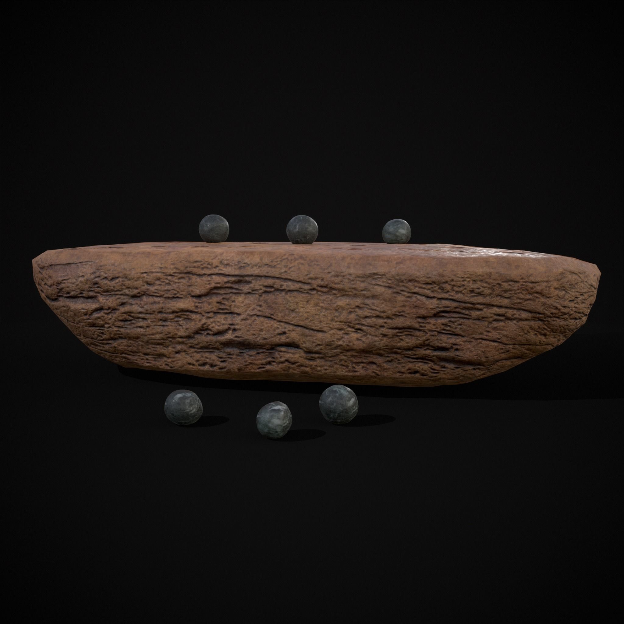 Ancient Stone Game Low-poly 3D model_7