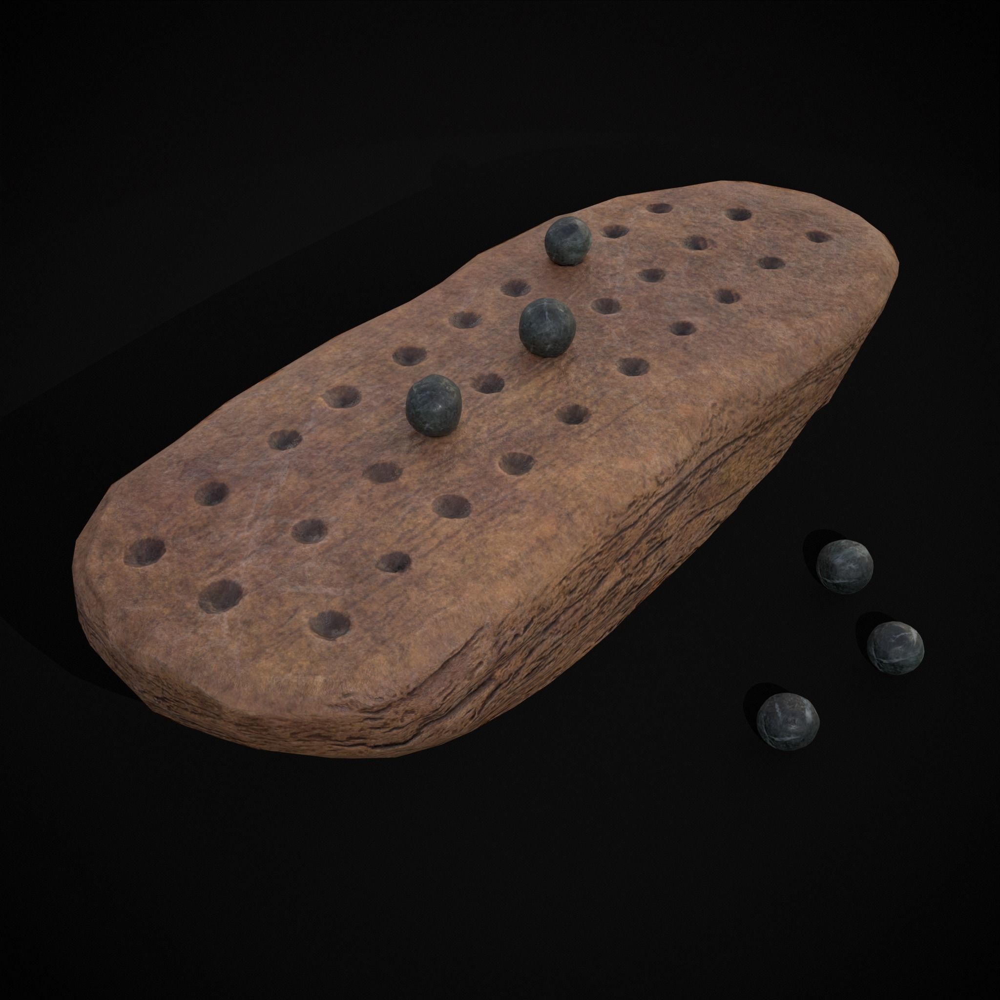 Ancient Stone Game Low-poly 3D model_27