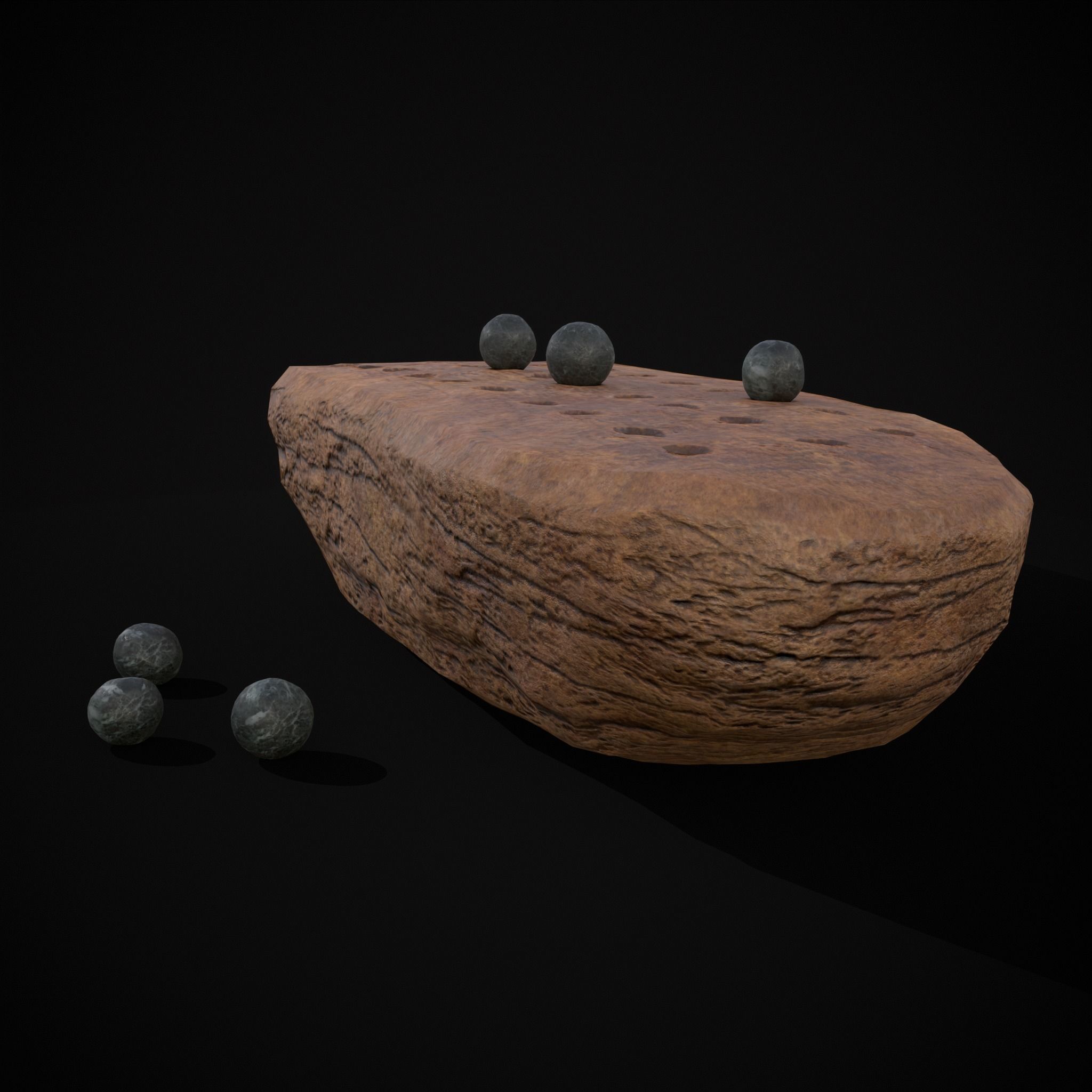 Ancient Stone Game Low-poly 3D model_9