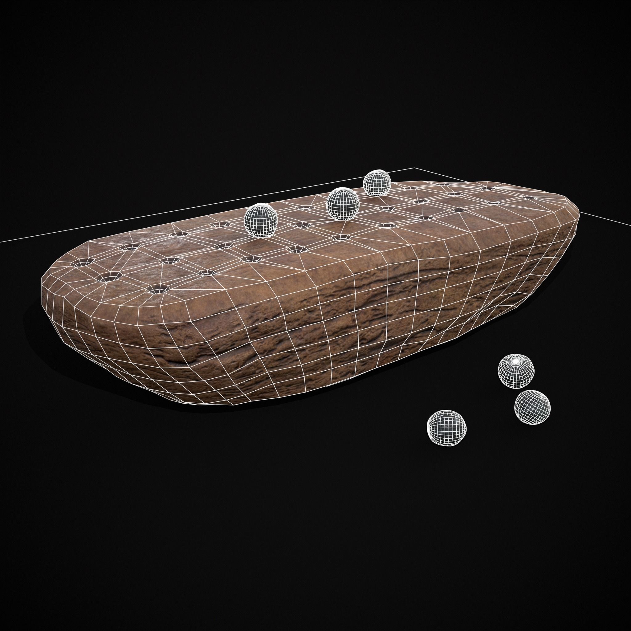 Ancient Stone Game Low-poly 3D model_2