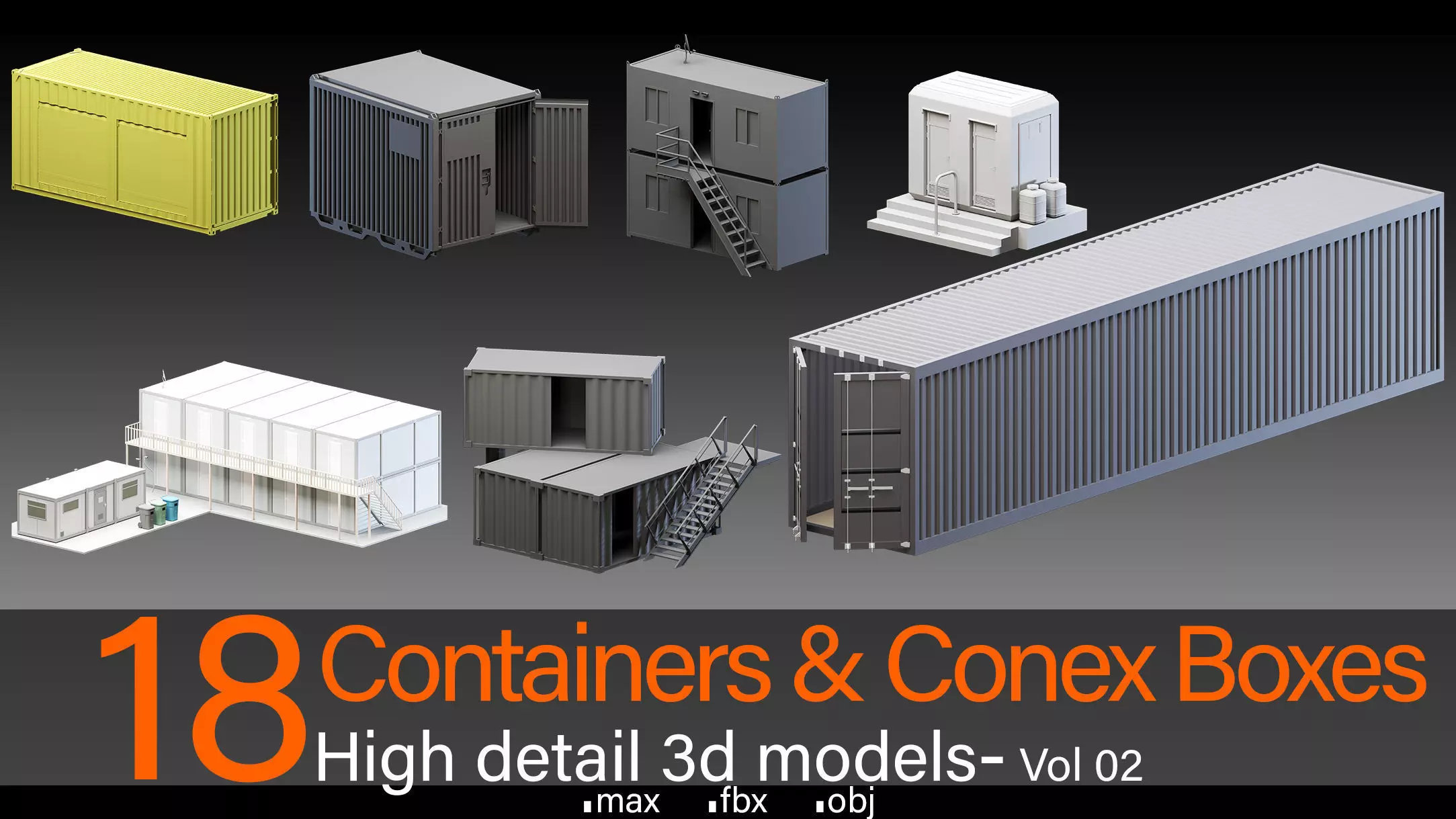 18 Containers and Conex boxes- Vol 02- High detail 3d models 3D model_0