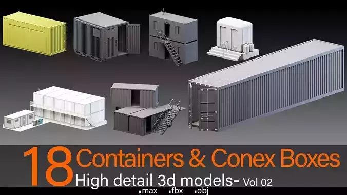 18 Containers and Conex boxes- Vol 02- High detail 3d models 3D model 18 Containers and Conex boxes- Vol 02- High detail 3d models 3D model