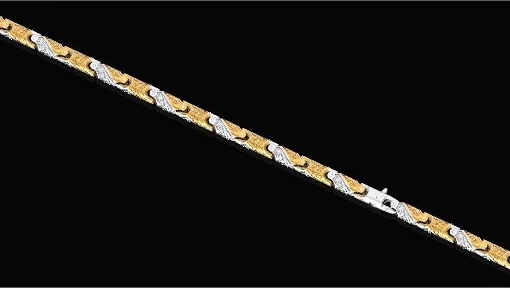 chain bracelet link with leaf and stones 753 3D print model_27