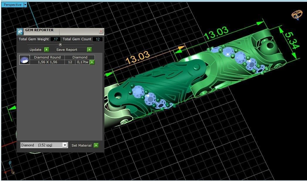 chain bracelet link with leaf and stones 753 3D print model_6
