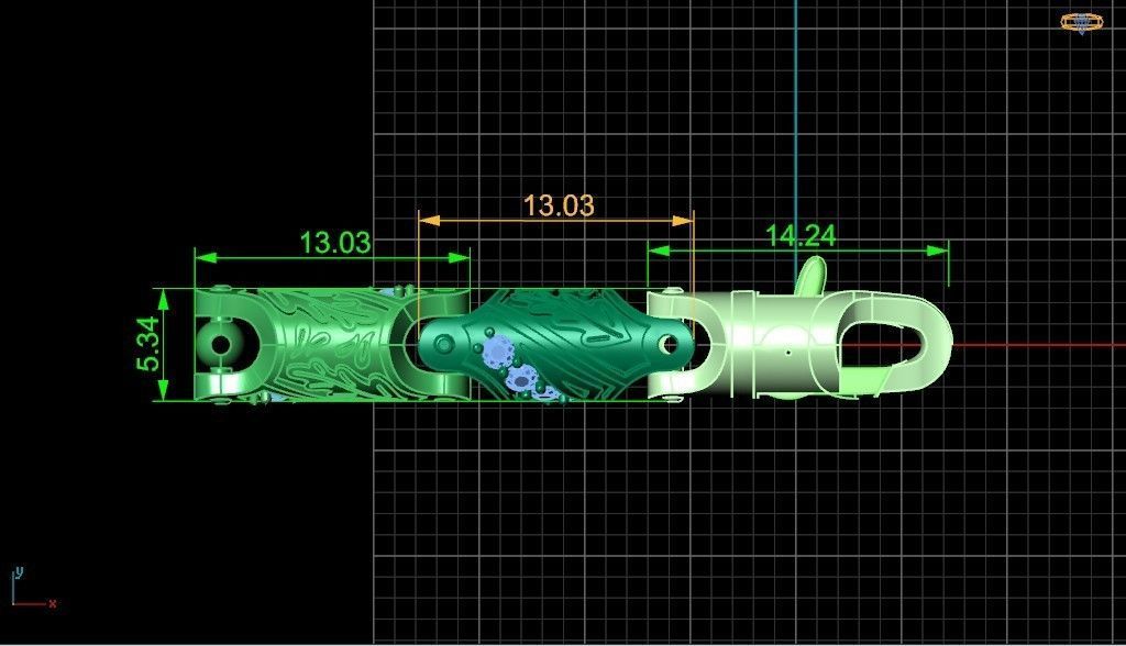 chain bracelet link with leaf and stones 753 3D print model_9