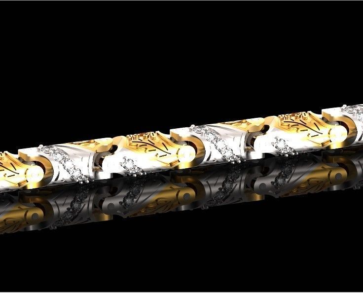 chain bracelet link with leaf and stones 753 3D print model_37