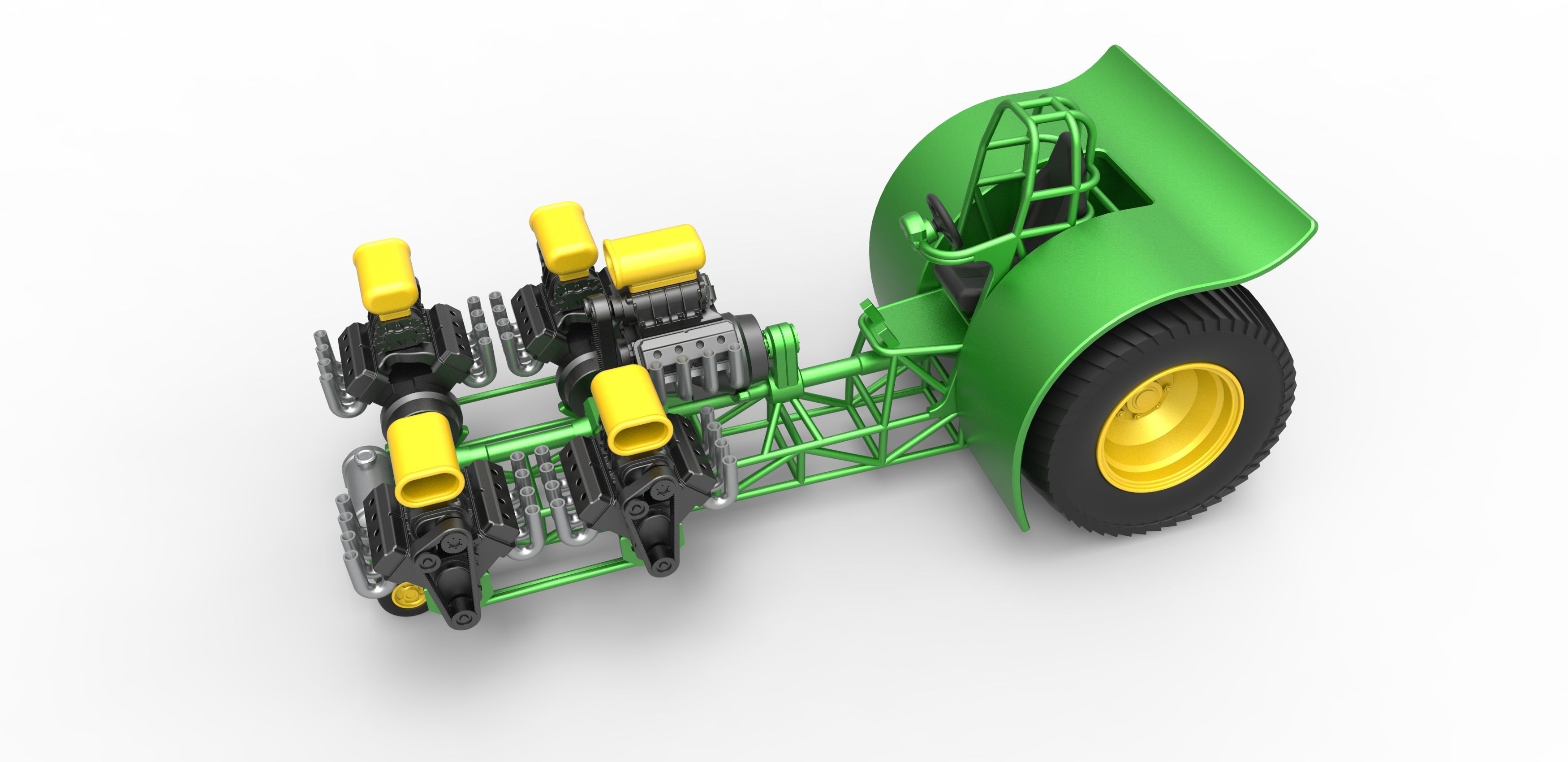 Pulling tractor with 5 engines V8 Version 5 Scale 1 to 25 3D print model_2