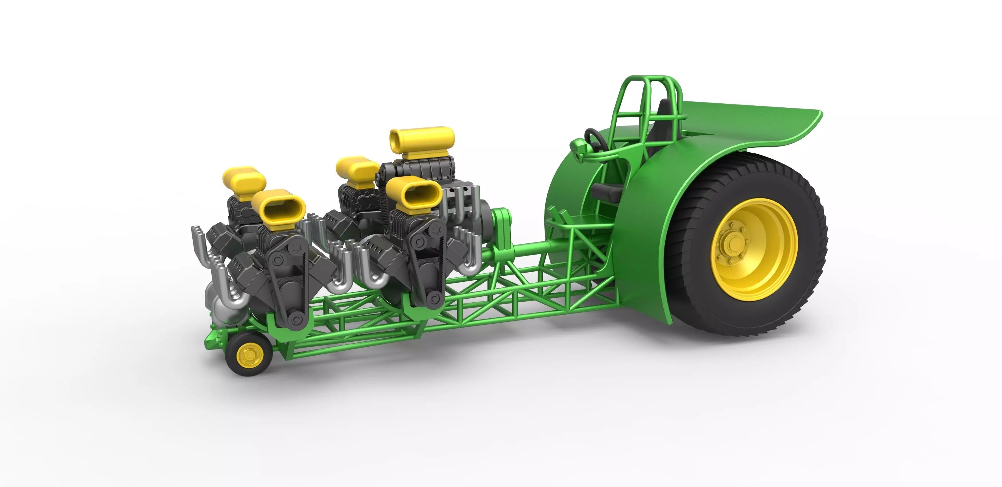 Pulling tractor with 5 engines V8 Version 5 Scale 1 to 25 3D print model_0
