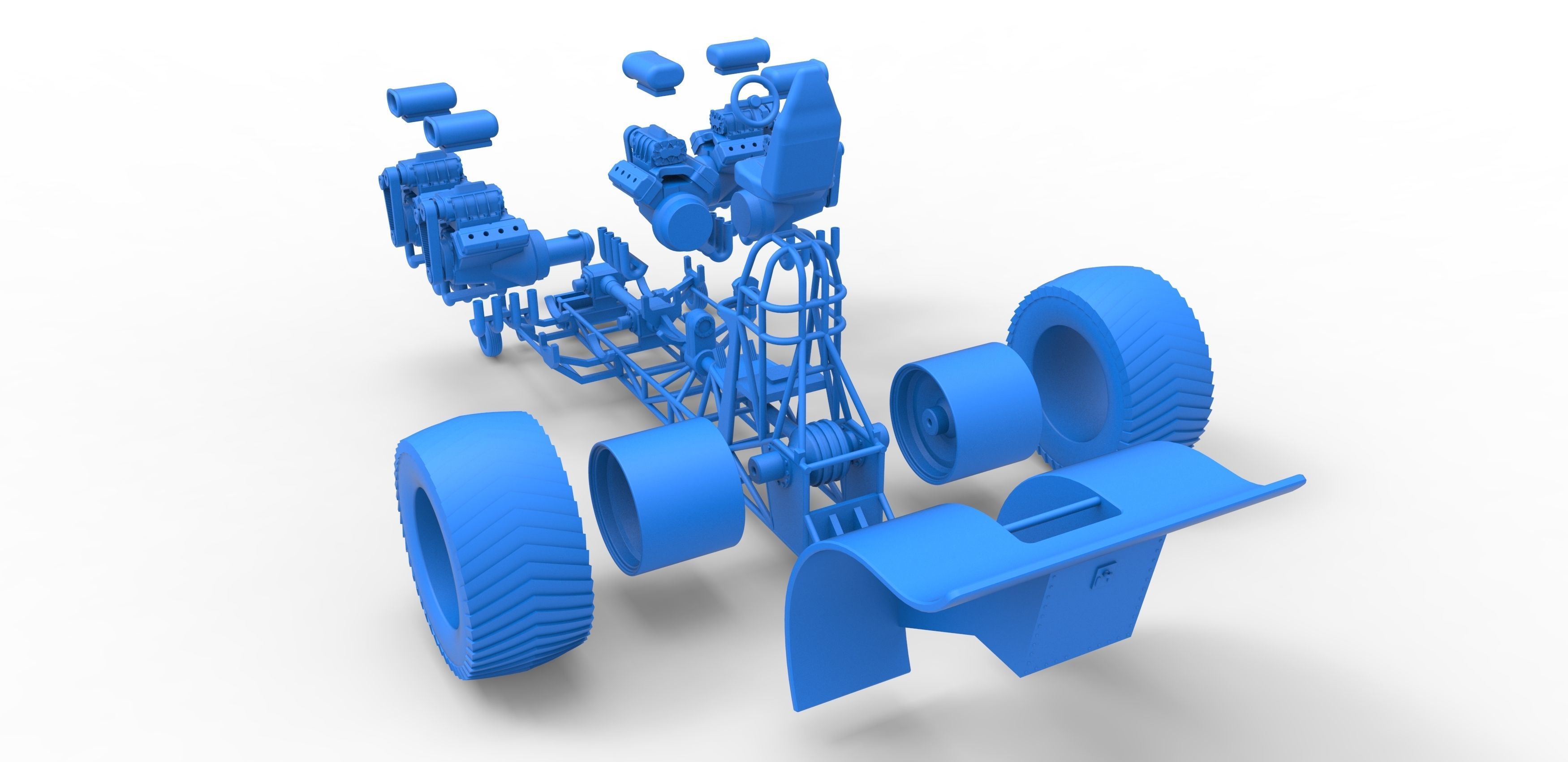 Pulling tractor with 5 engines V8 Version 5 Scale 1 to 25 3D print model_35