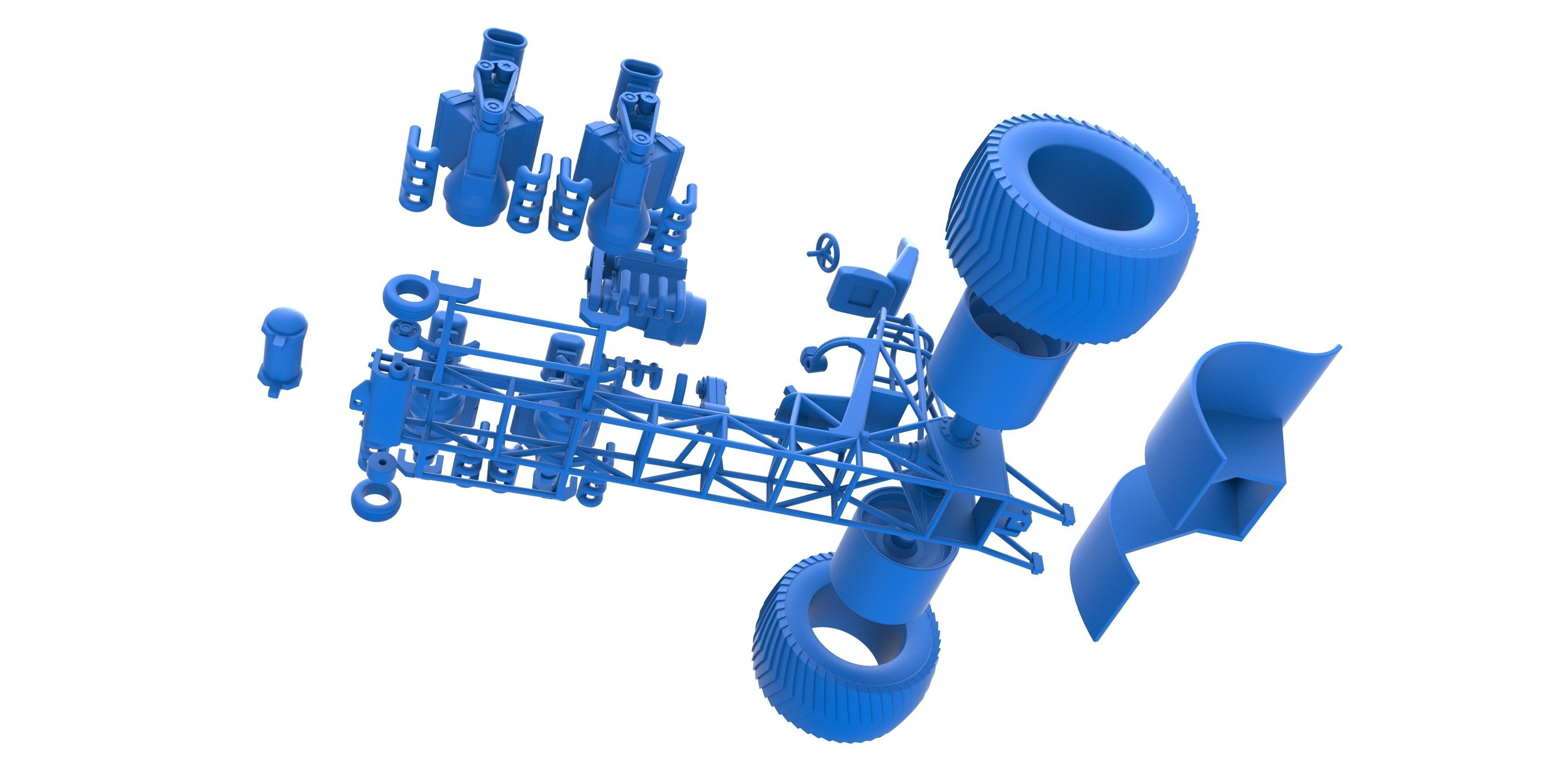 Pulling tractor with 5 engines V8 Version 5 Scale 1 to 25 3D print model_31