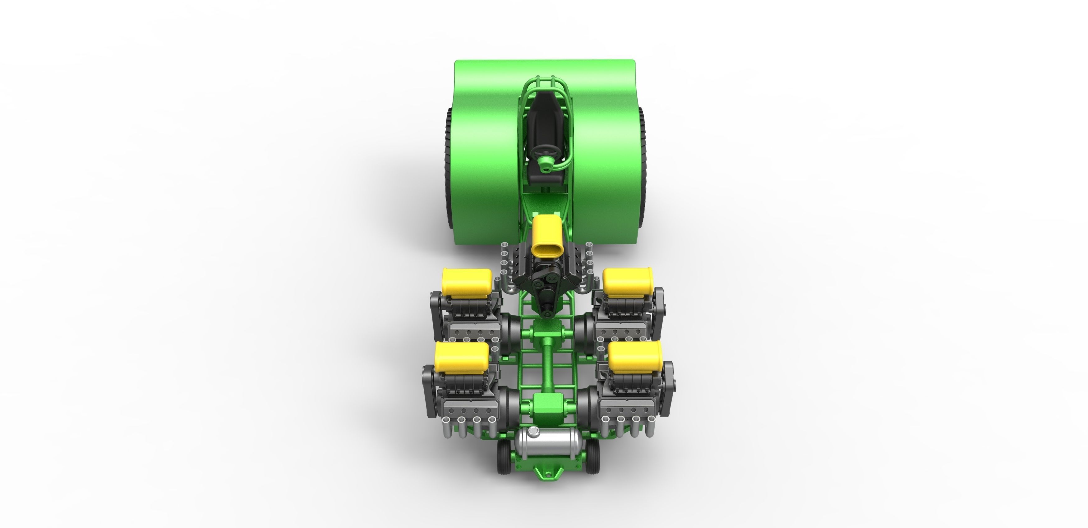 Pulling tractor with 5 engines V8 Version 5 Scale 1 to 25 3D print model_6