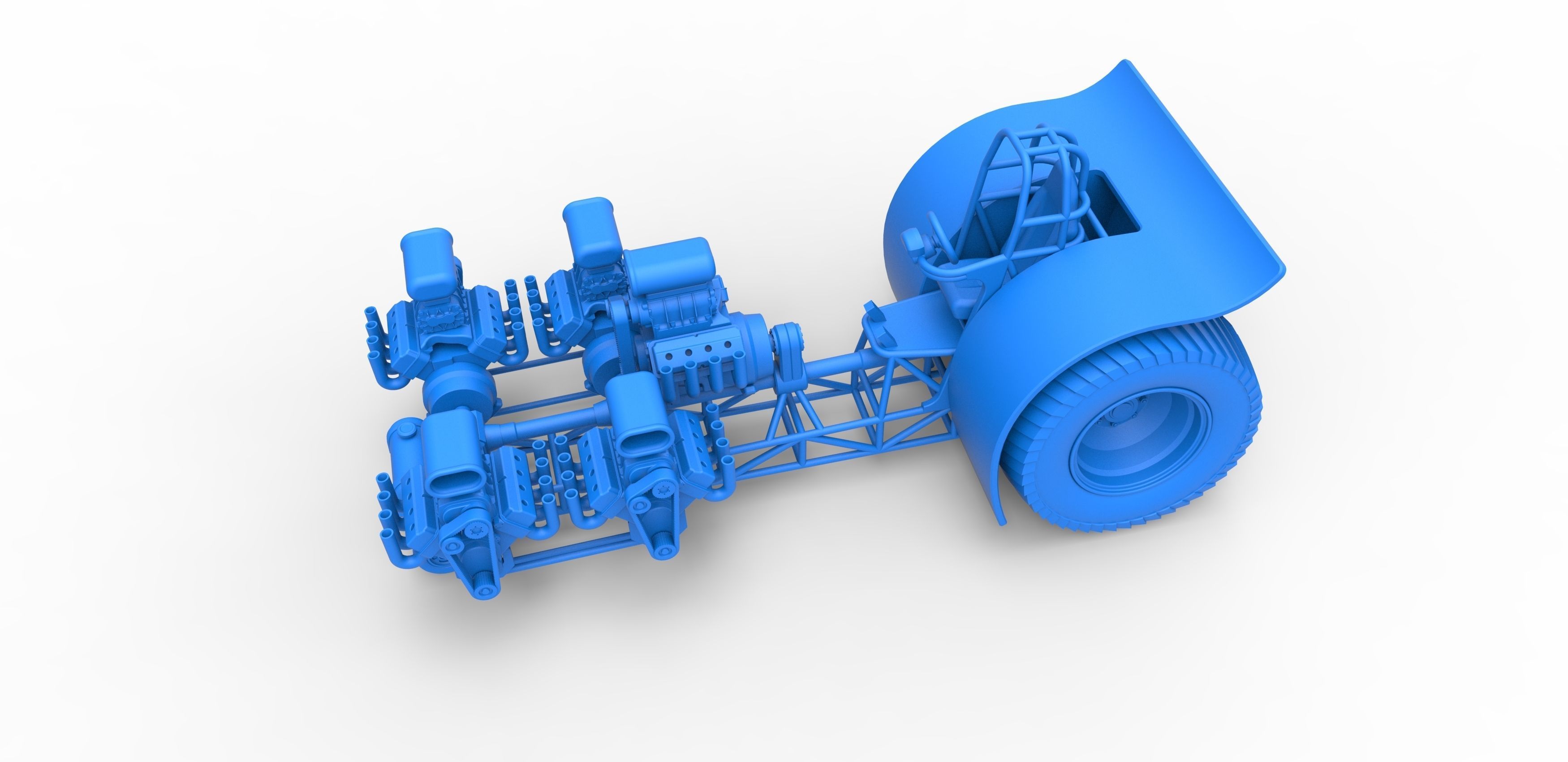 Pulling tractor with 5 engines V8 Version 5 Scale 1 to 25 3D print model_16