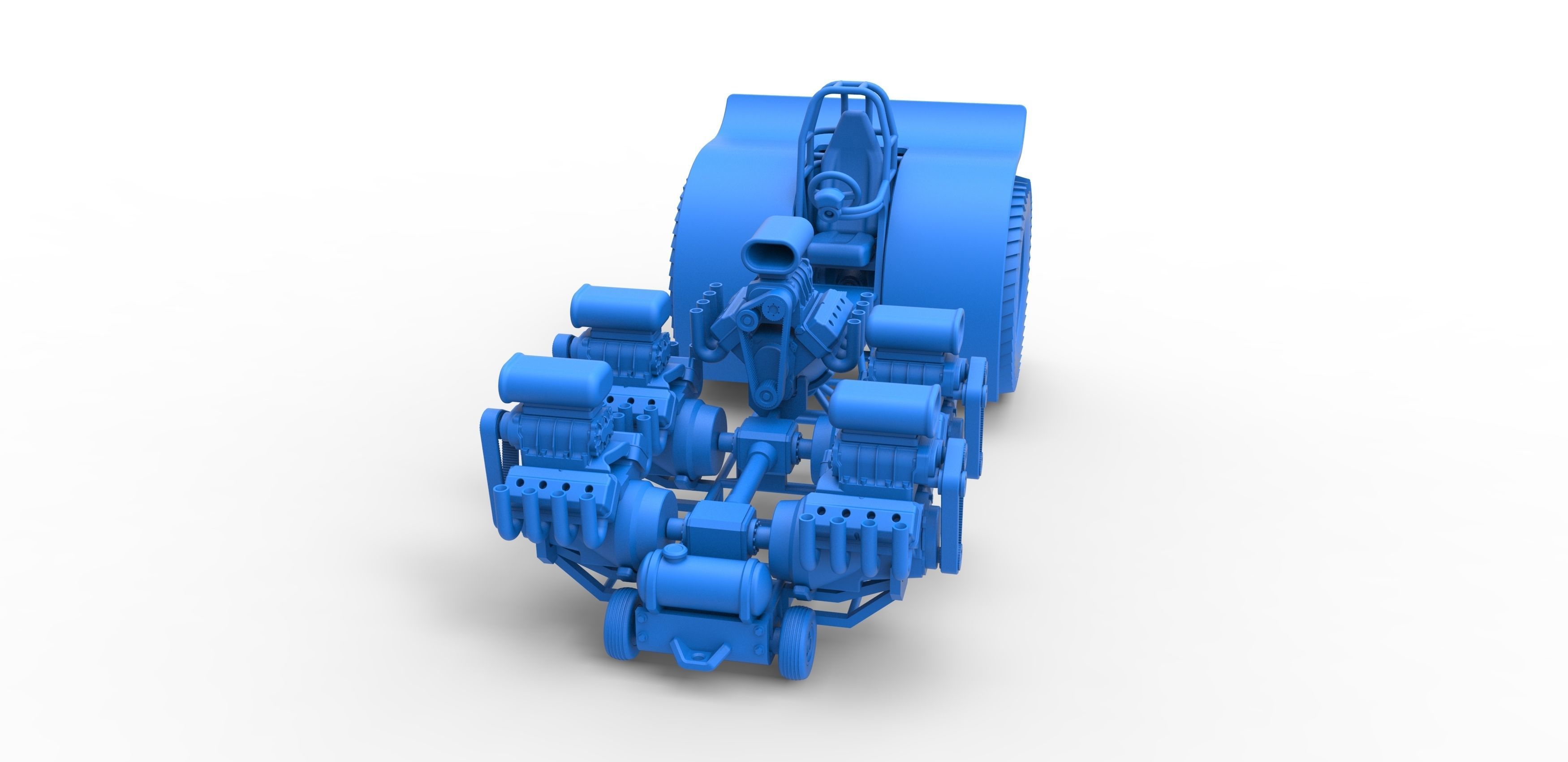 Pulling tractor with 5 engines V8 Version 5 Scale 1 to 25 3D print model_18