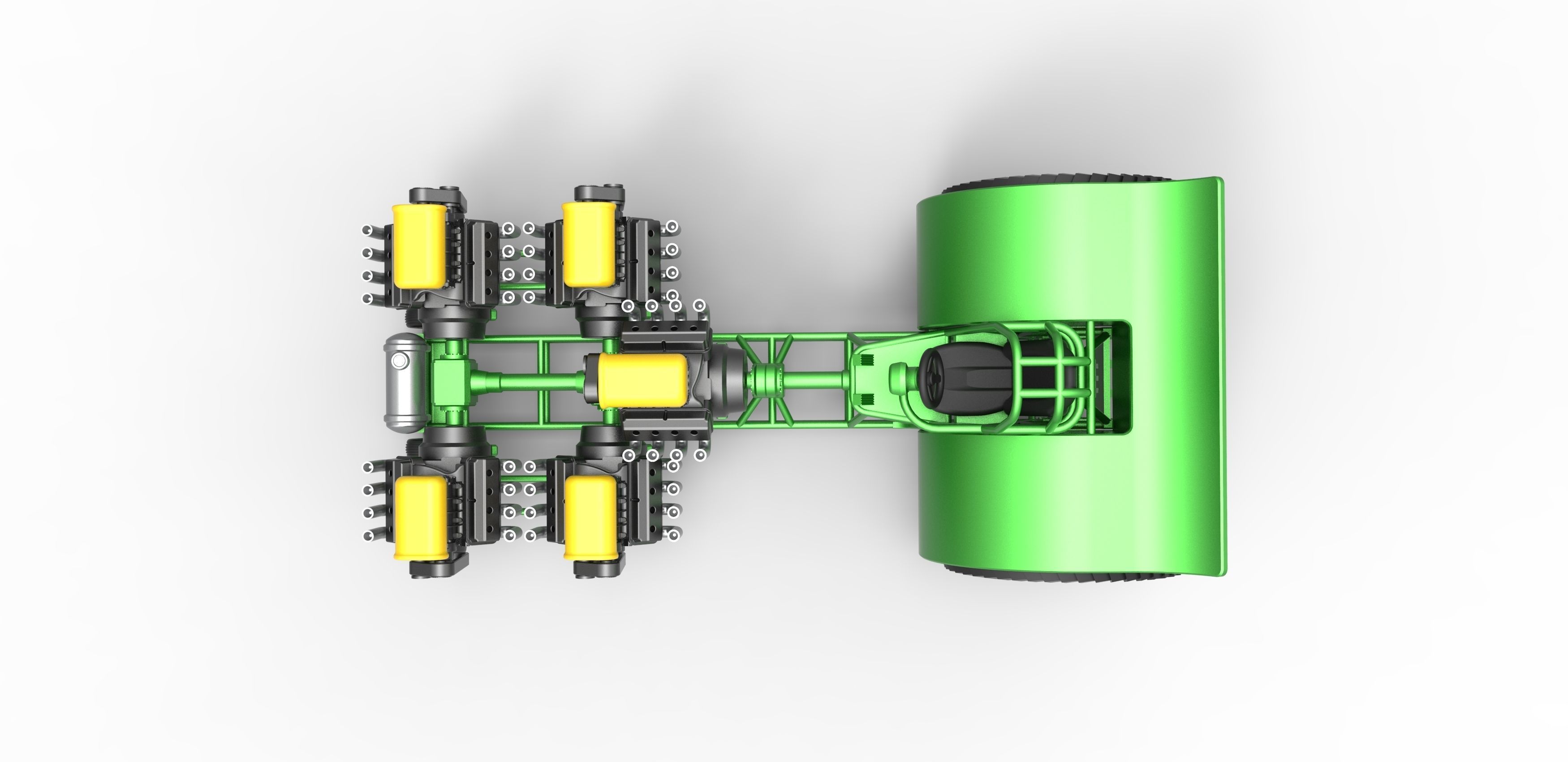 Pulling tractor with 5 engines V8 Version 5 Scale 1 to 25 3D print model_10