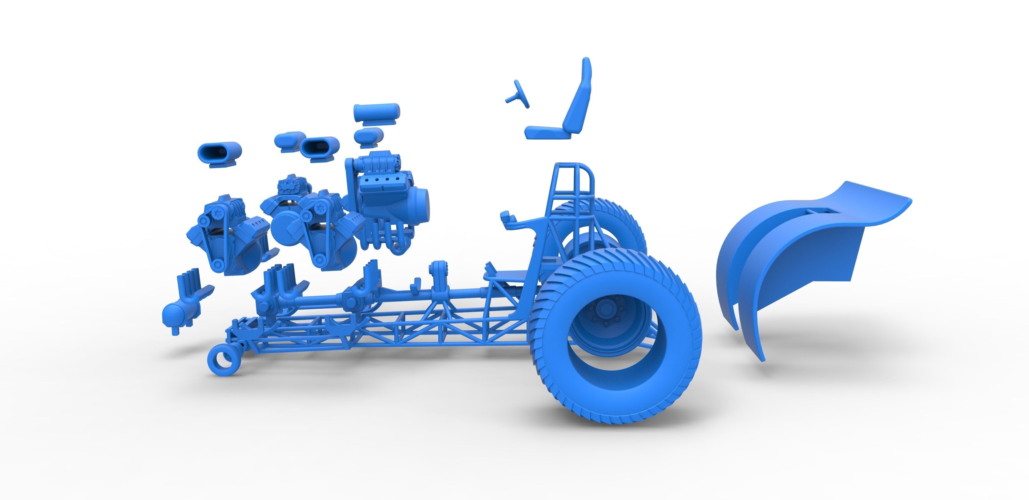Pulling tractor with 5 engines V8 Version 5 Scale 1 to 25 3D print model_33