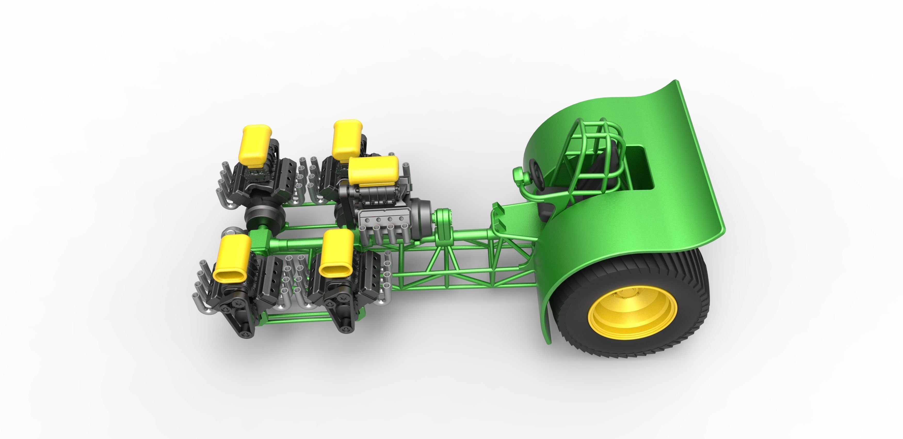 Pulling tractor with 5 engines V8 Version 5 Scale 1 to 25 3D print model_9