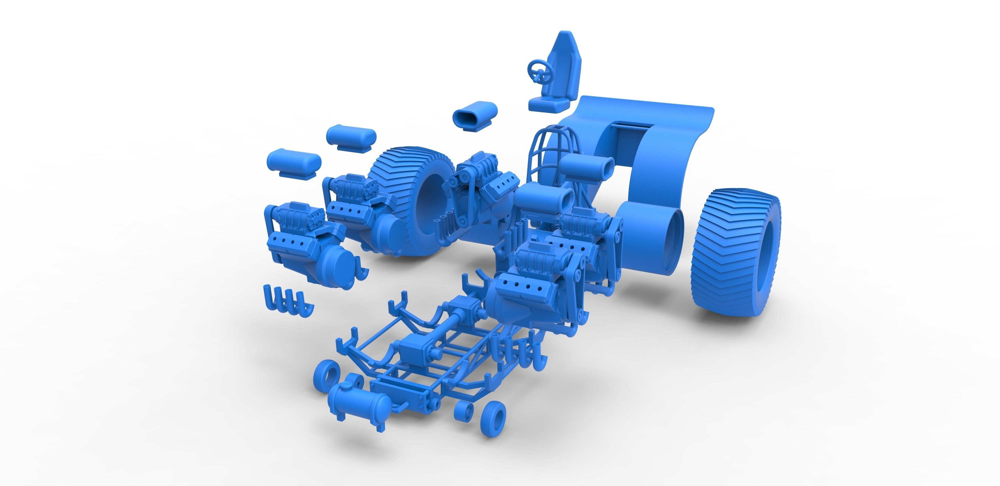 Pulling tractor with 5 engines V8 Version 5 Scale 1 to 25 3D print model_32