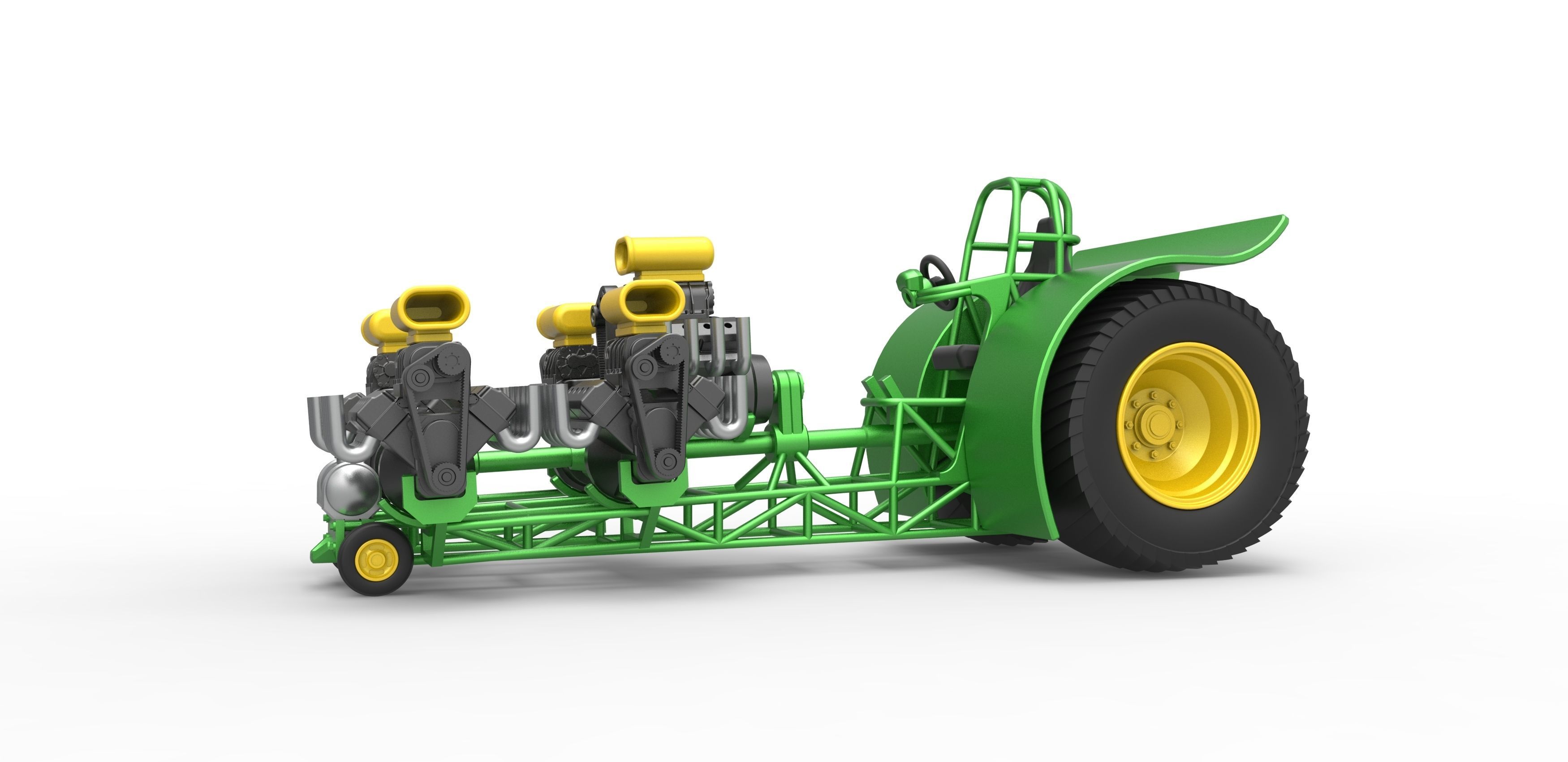 Pulling tractor with 5 engines V8 Version 5 Scale 1 to 25 3D print model_3