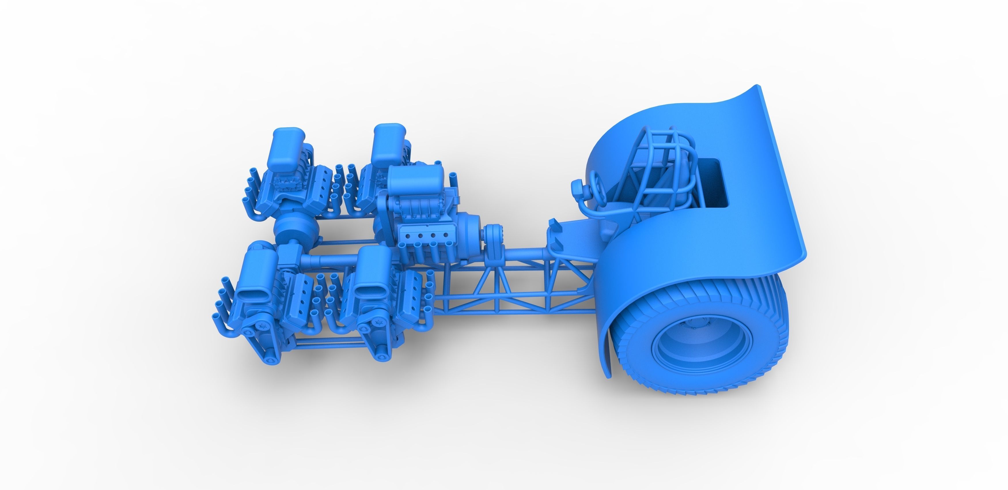Pulling tractor with 5 engines V8 Version 5 Scale 1 to 25 3D print model_23
