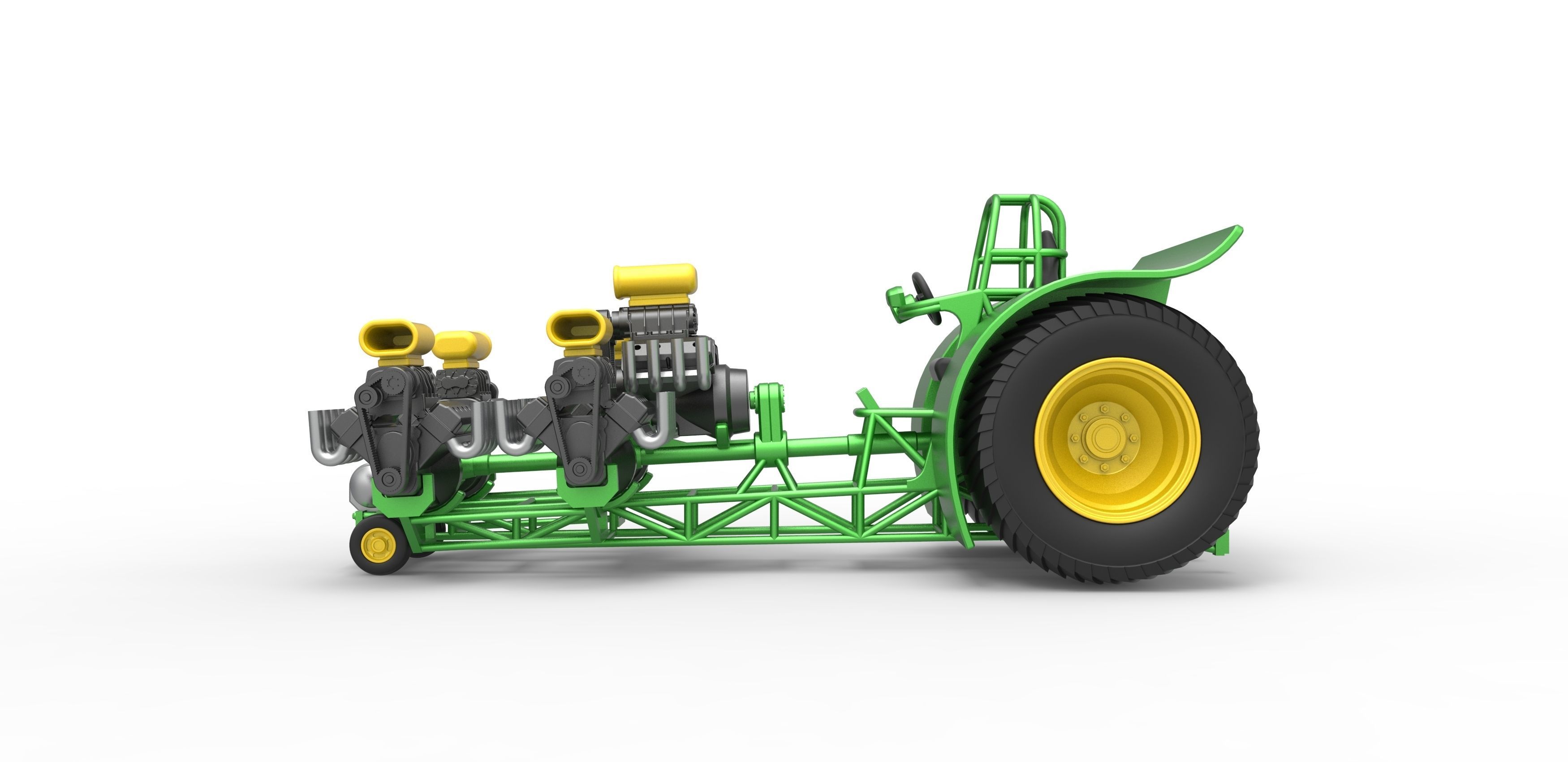 Pulling tractor with 5 engines V8 Version 5 Scale 1 to 25 3D print model_8