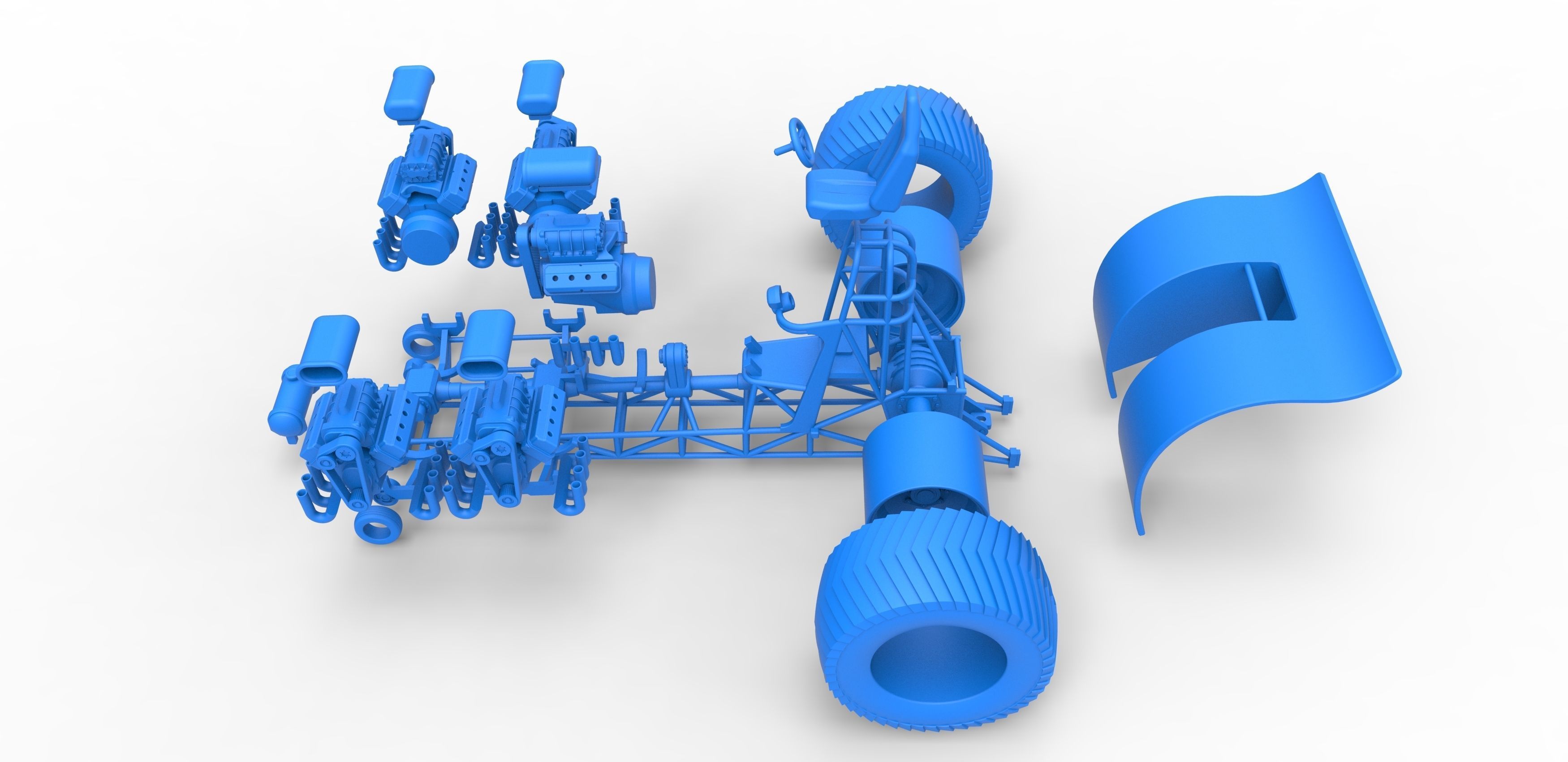 Pulling tractor with 5 engines V8 Version 5 Scale 1 to 25 3D print model_34
