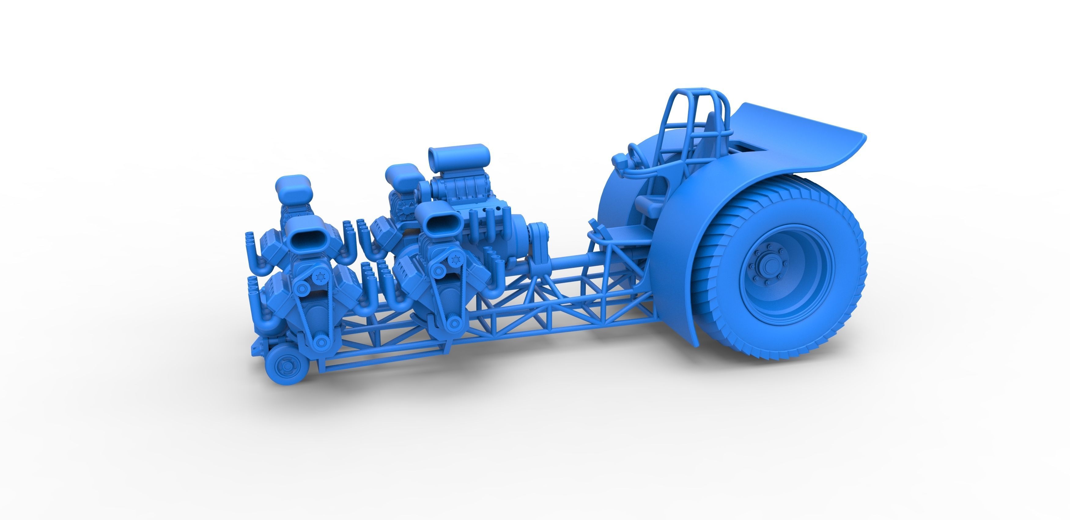 Pulling tractor with 5 engines V8 Version 5 Scale 1 to 25 3D print model_15