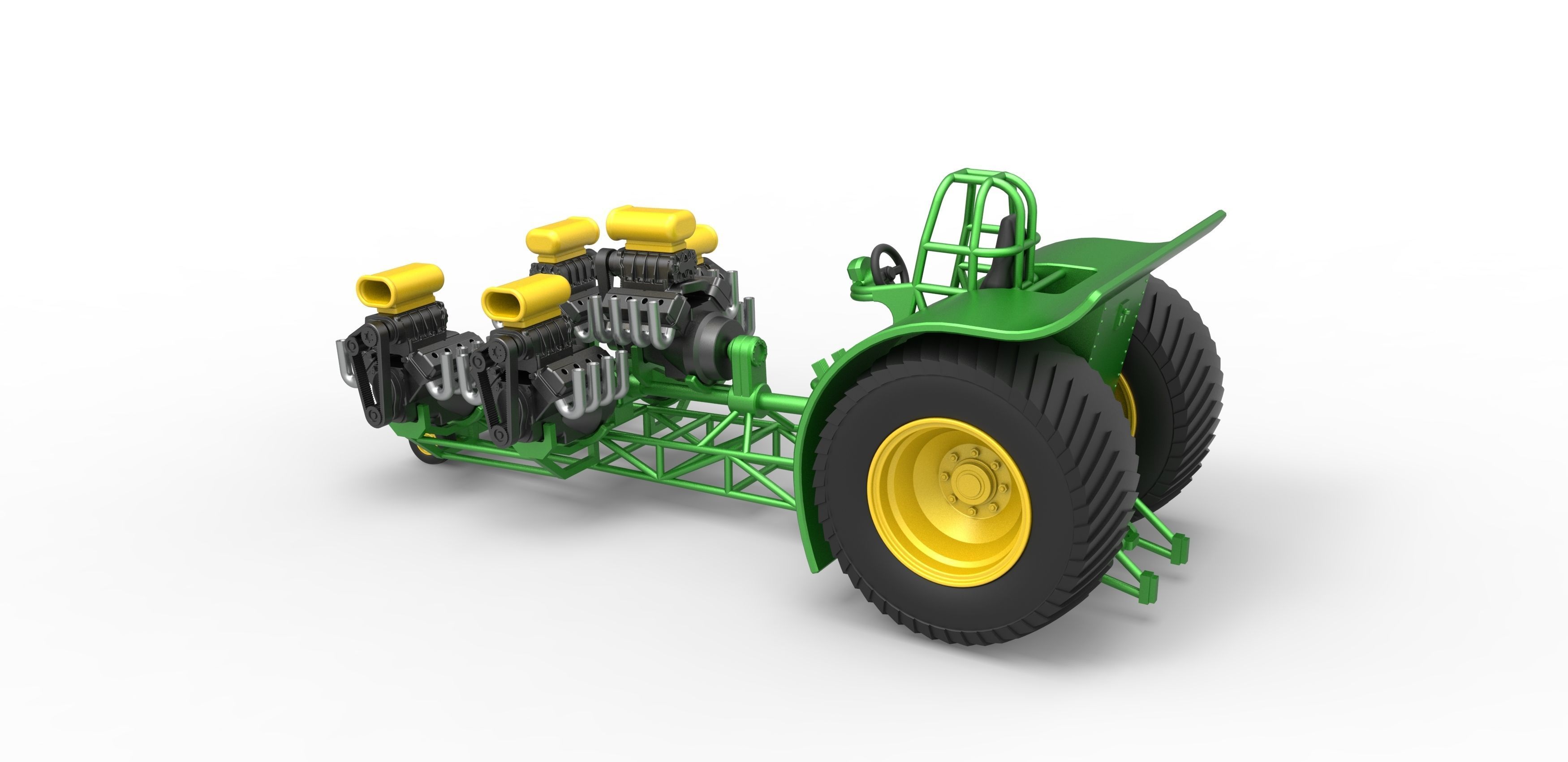 Pulling tractor with 5 engines V8 Version 5 Scale 1 to 25 3D print model_11