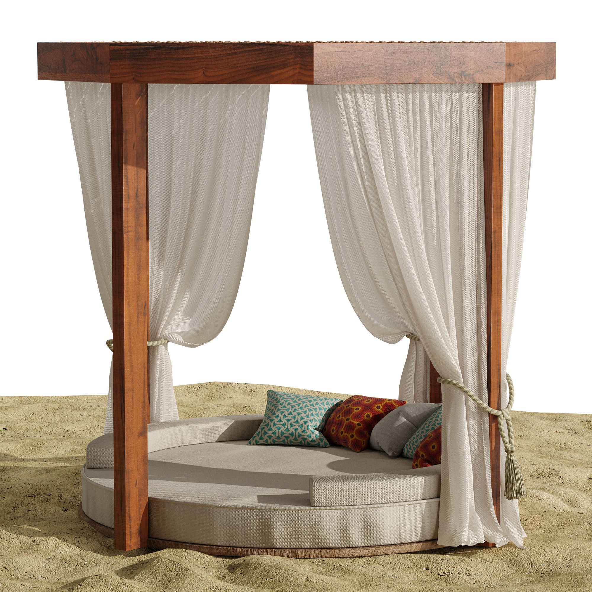 Beach umbrella and chaise longue set 9 3D model_9