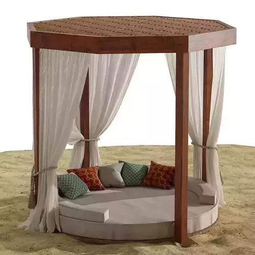 Beach umbrella and chaise longue set 9