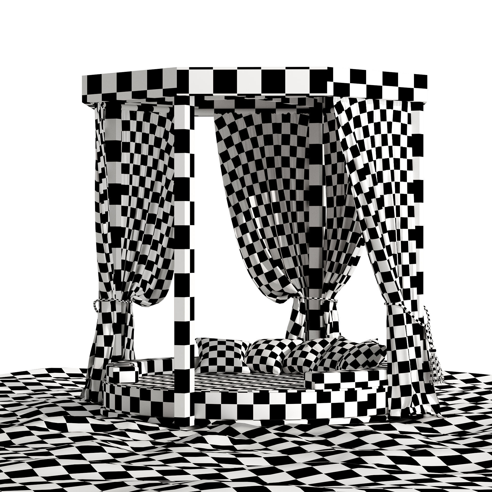 Beach umbrella and chaise longue set 9 3D model_13