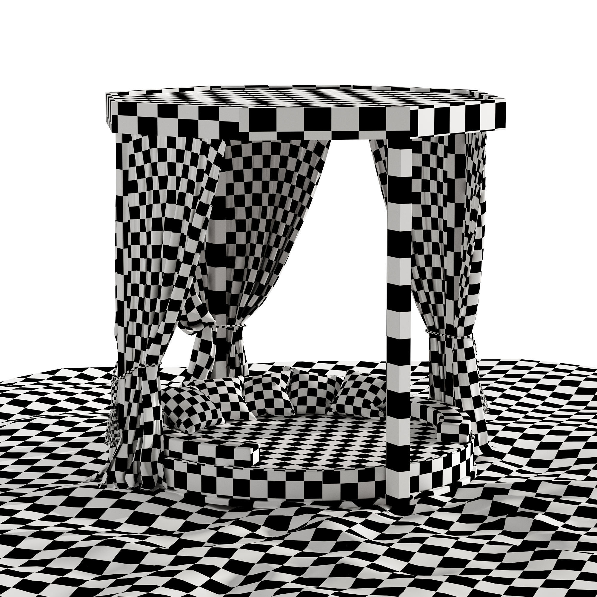 Beach umbrella and chaise longue set 9 3D model_14