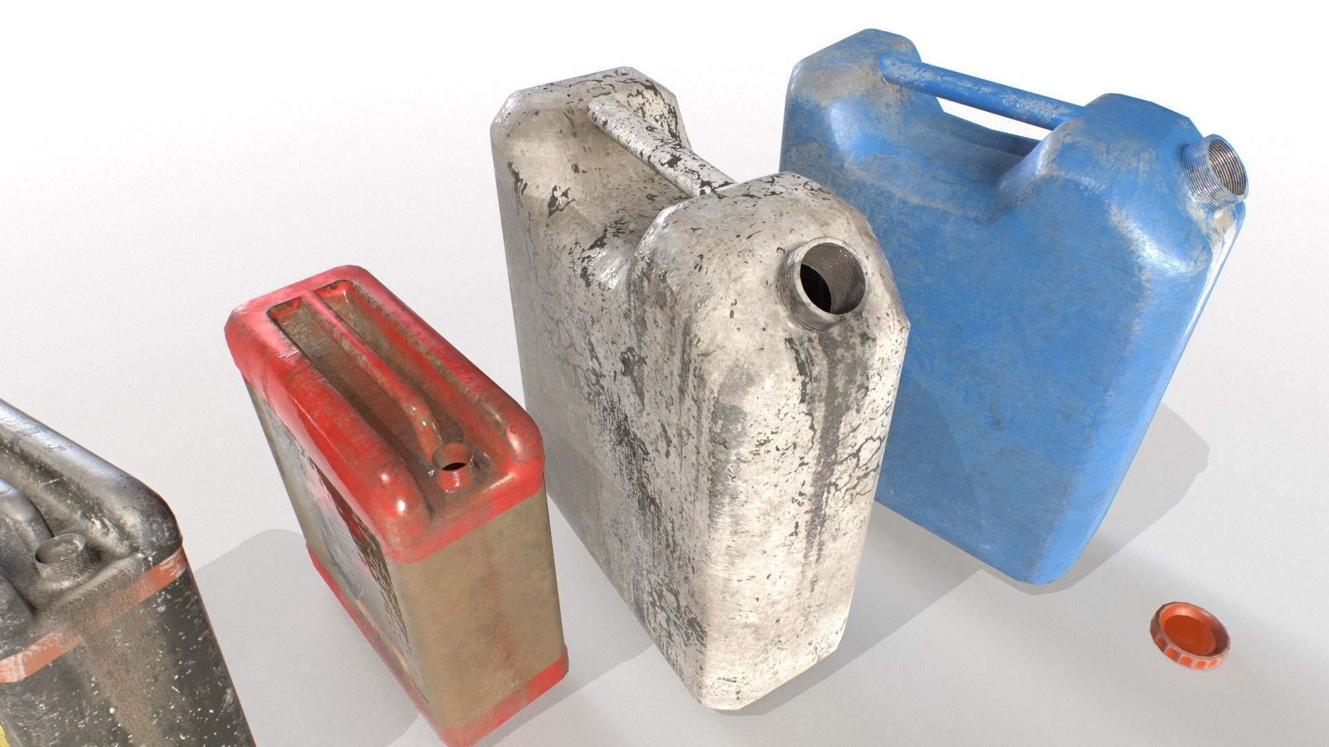 Oil and water cans Junk Low-poly 3D model_3