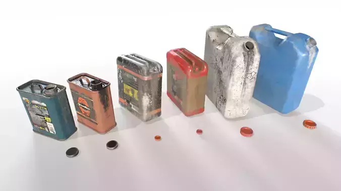 Oil and water cans Junk Low-poly 3D model