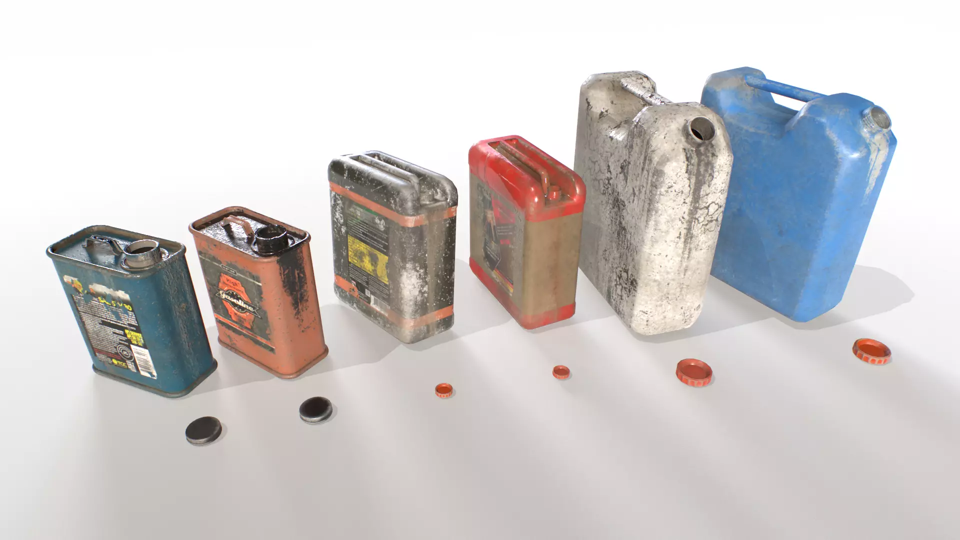 Oil and water cans Junk Low-poly 3D model_0