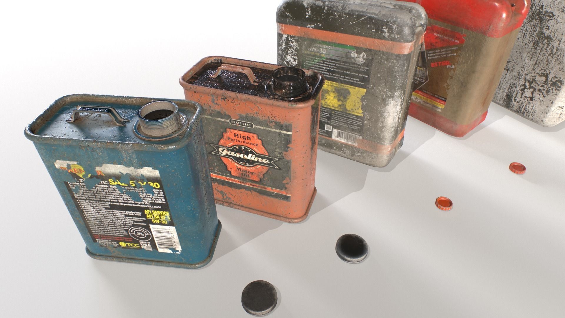 Oil and water cans Junk Low-poly 3D model_1